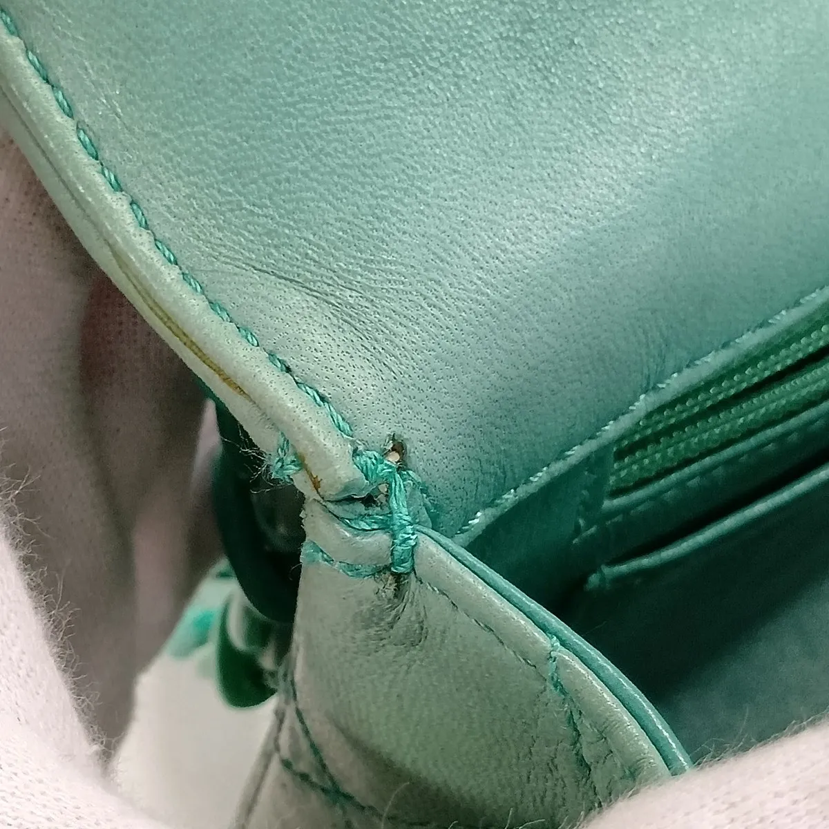 Matelassé Lambskin Chain Shoulder Bag, Green, Green Hardware, 5388633, Series 5 — view 14