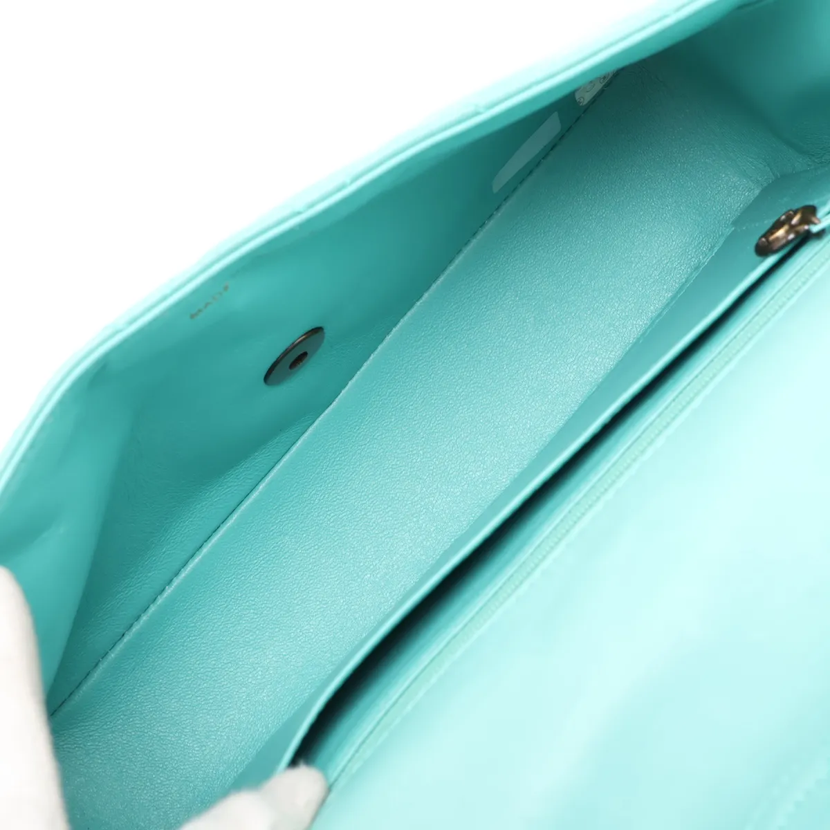 Matelassé Lambskin Chain Shoulder Bag, Green, Green Hardware, 5388633, Series 5 — view 6