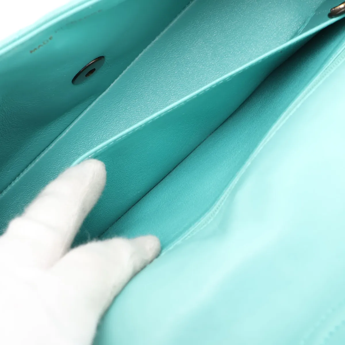 Matelassé Lambskin Chain Shoulder Bag, Green, Green Hardware, 5388633, Series 5 — view 7