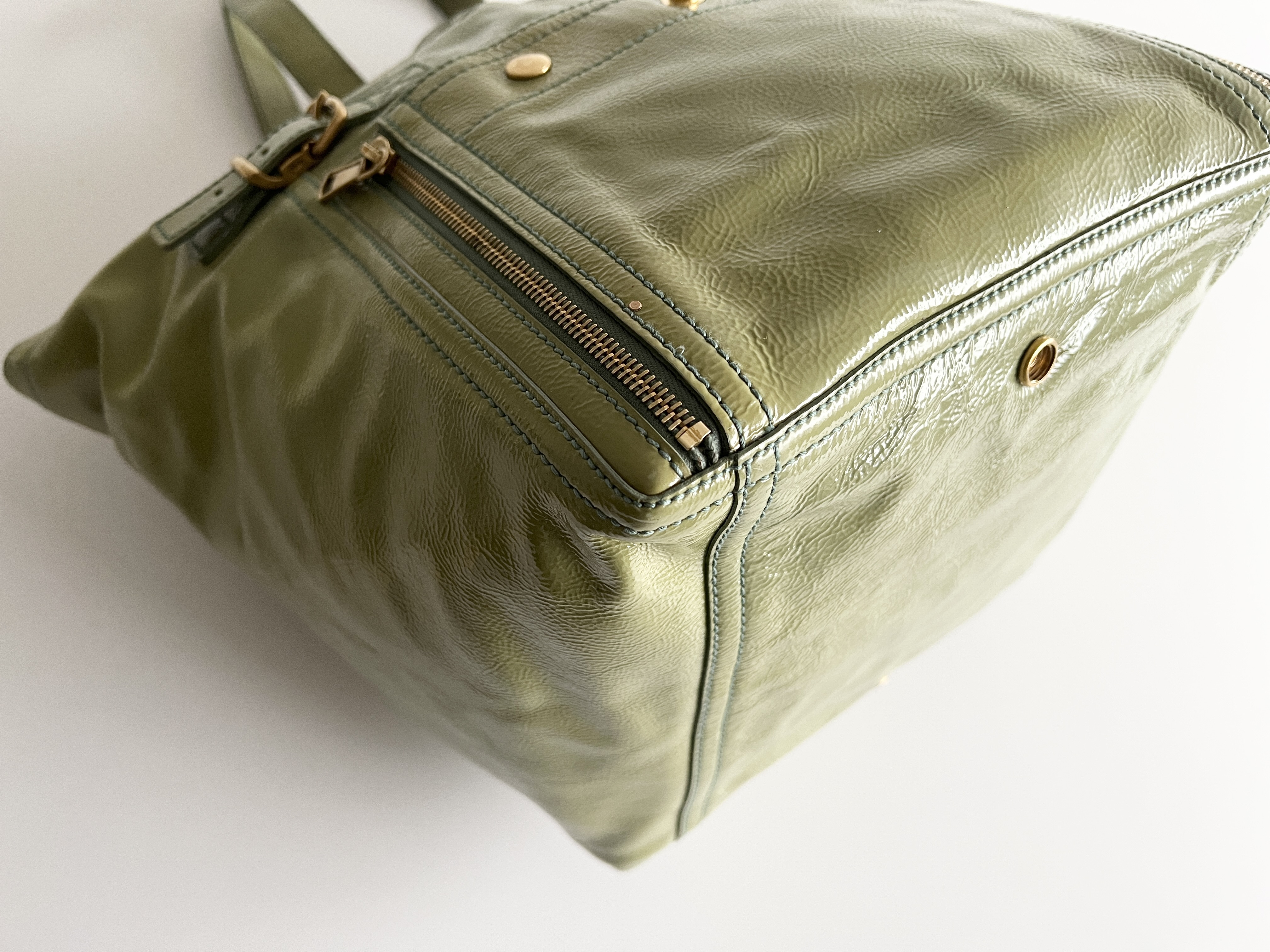 Downtown Enamel Patent Leather Handbag Tote Bag — view 12