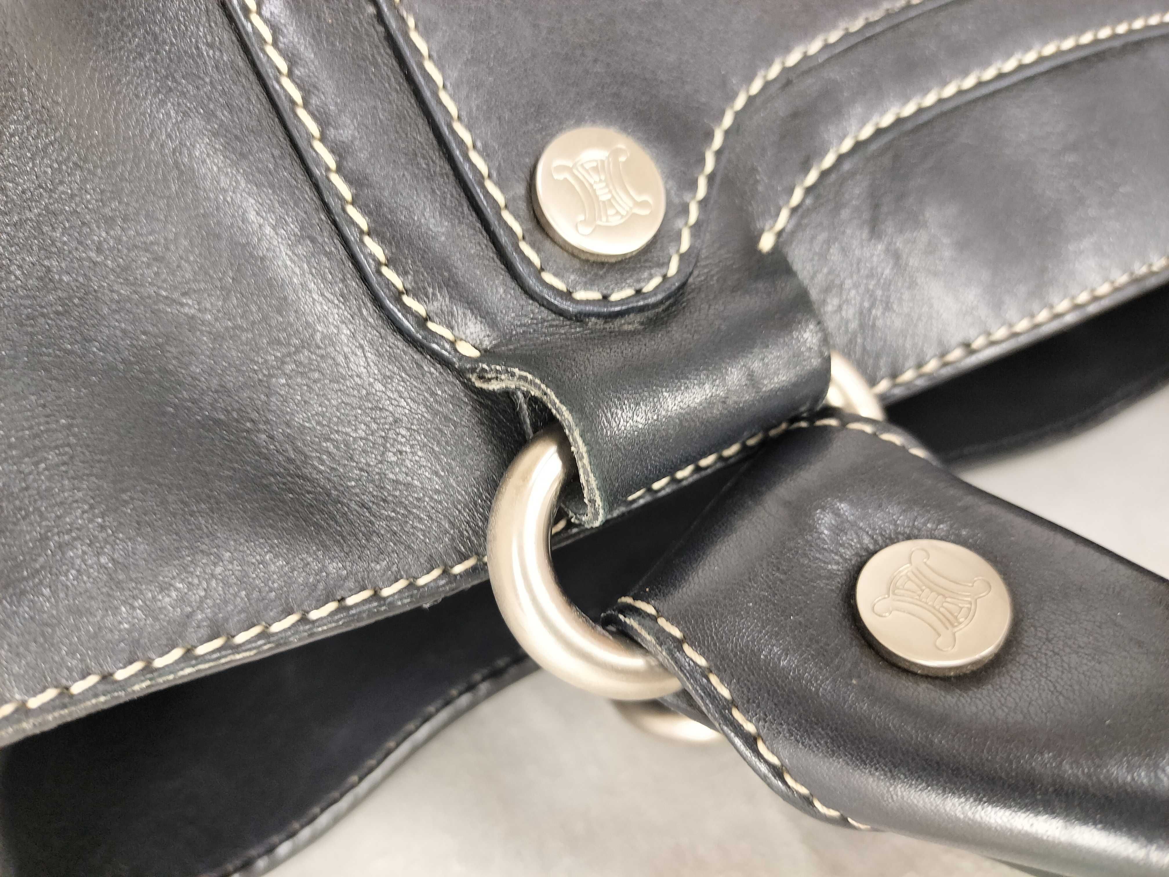 handbag, Celine Boogie Bag, black leather handbag. — view 5