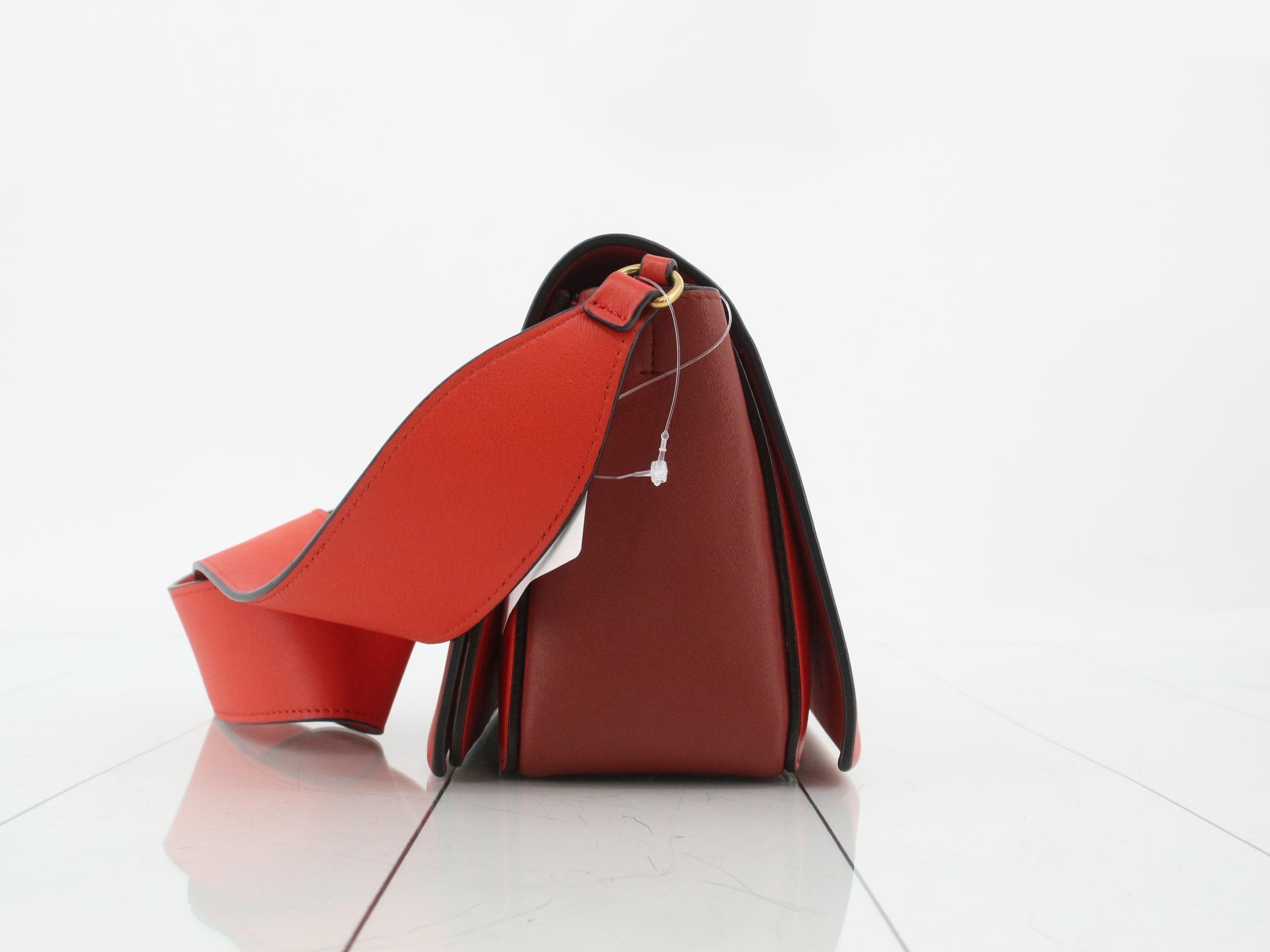 Frame Leather Semi-Shoulder Bag, Two-Tone — view 3