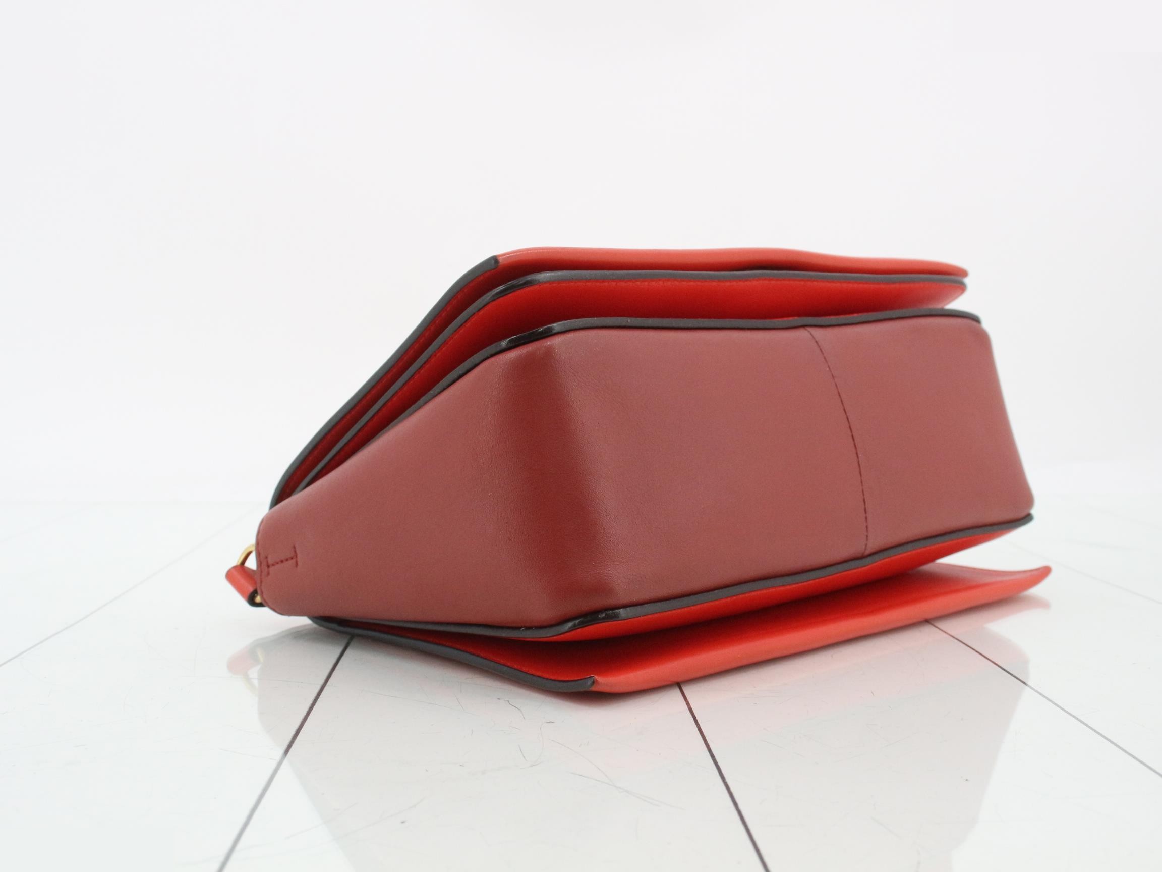 Frame Leather Semi-Shoulder Bag, Two-Tone — view 5
