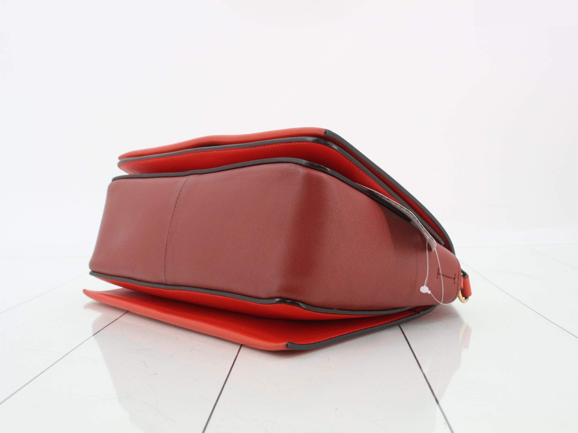 Frame Leather Semi-Shoulder Bag, Two-Tone — view 6