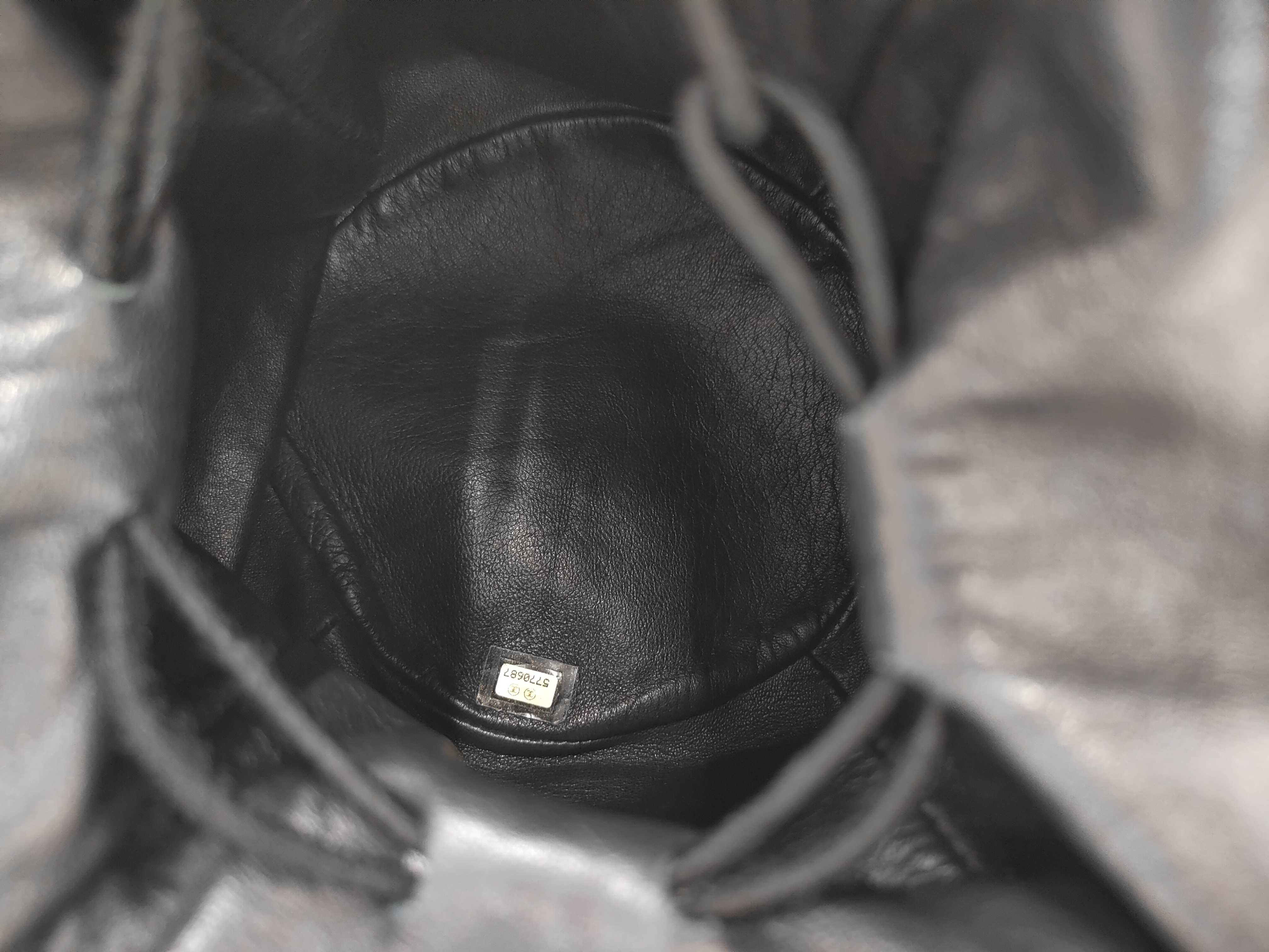 drawstring handbag, lambskin, black, serial number 5770687 — view 8