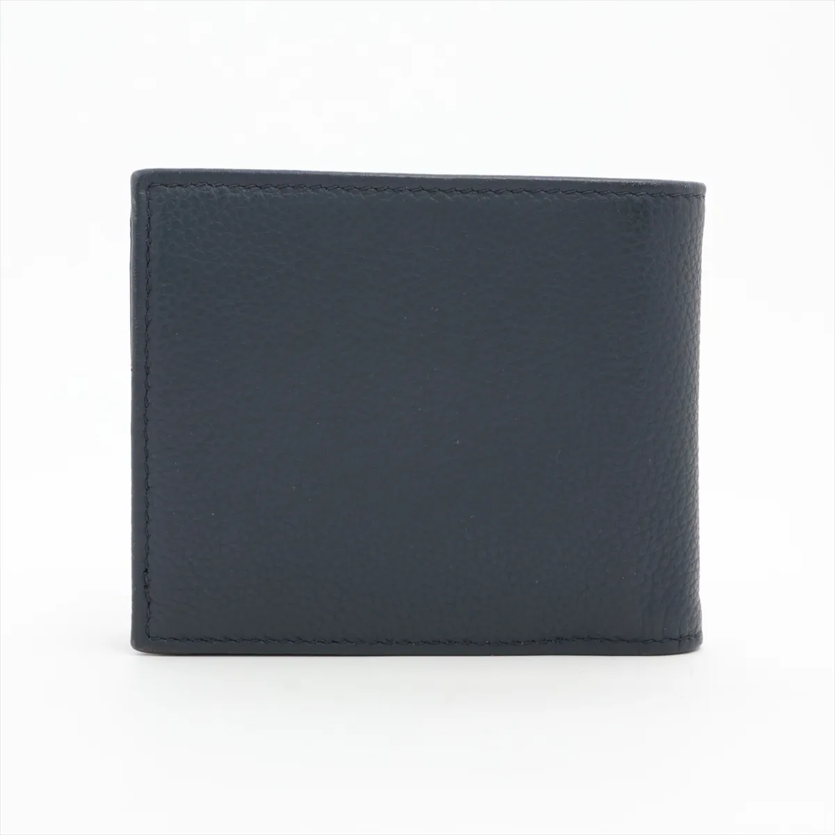 Oblique Saddle Leather Compact Wallet, Navy — view 2