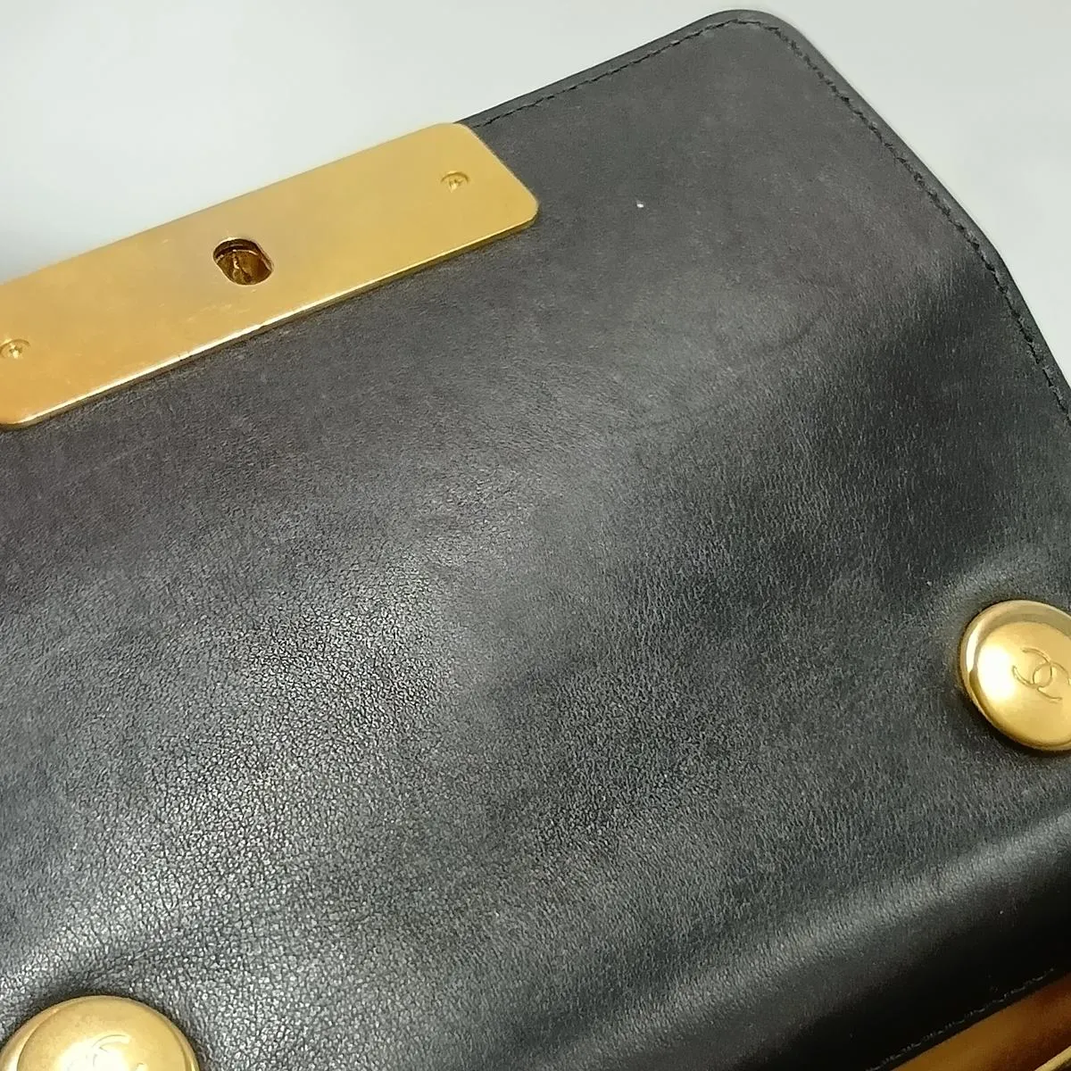 Matelassé Lambskin Chain Shoulder Bag, Black with Gold Hardware, JT3AG08H, Random Plate — view 11