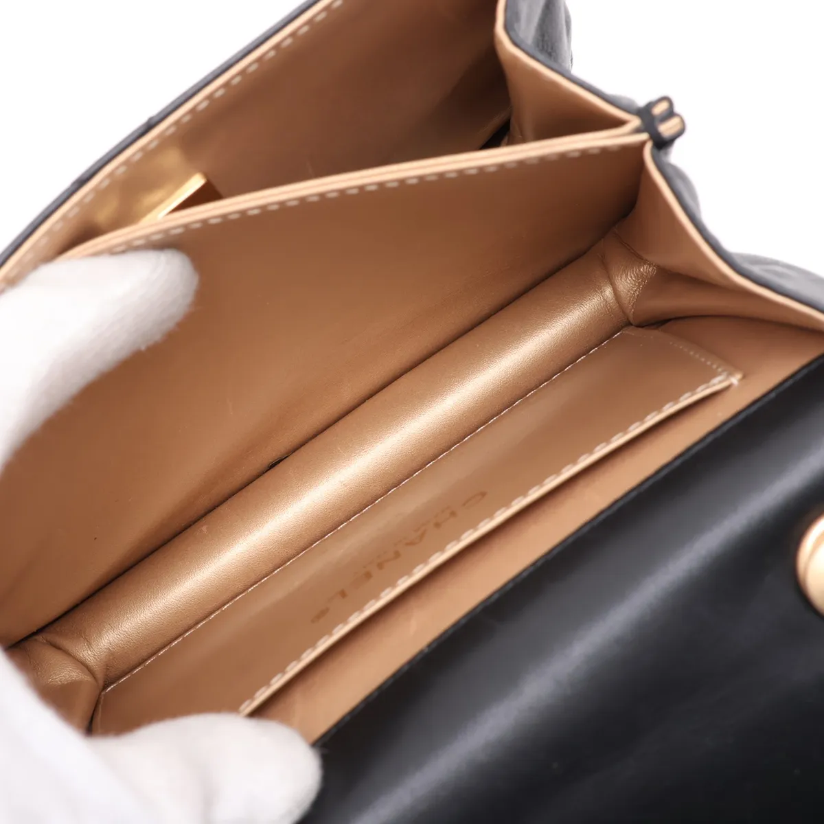 Matelassé Lambskin Chain Shoulder Bag, Black with Gold Hardware, JT3AG08H, Random Plate — view 6