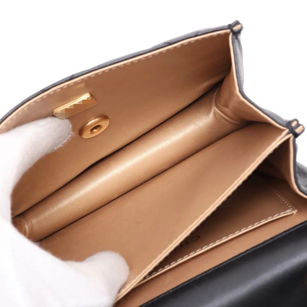 Matelassé Lambskin Chain Shoulder Bag, Black with Gold Hardware, JT3AG08H, Random Plate — view 7
