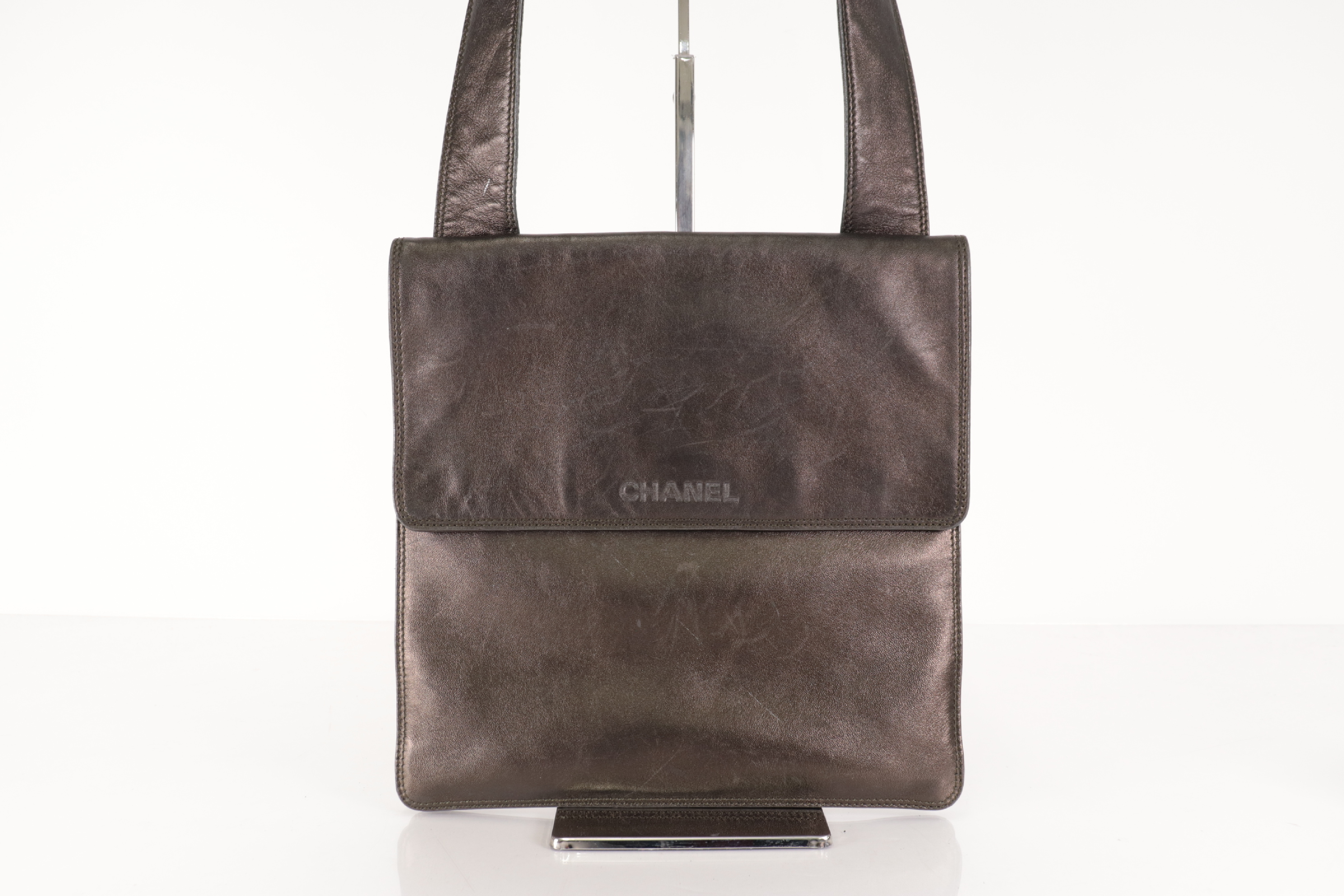 Logo Lambskin Shoulder Bag (No. 5, Brown) — view 2