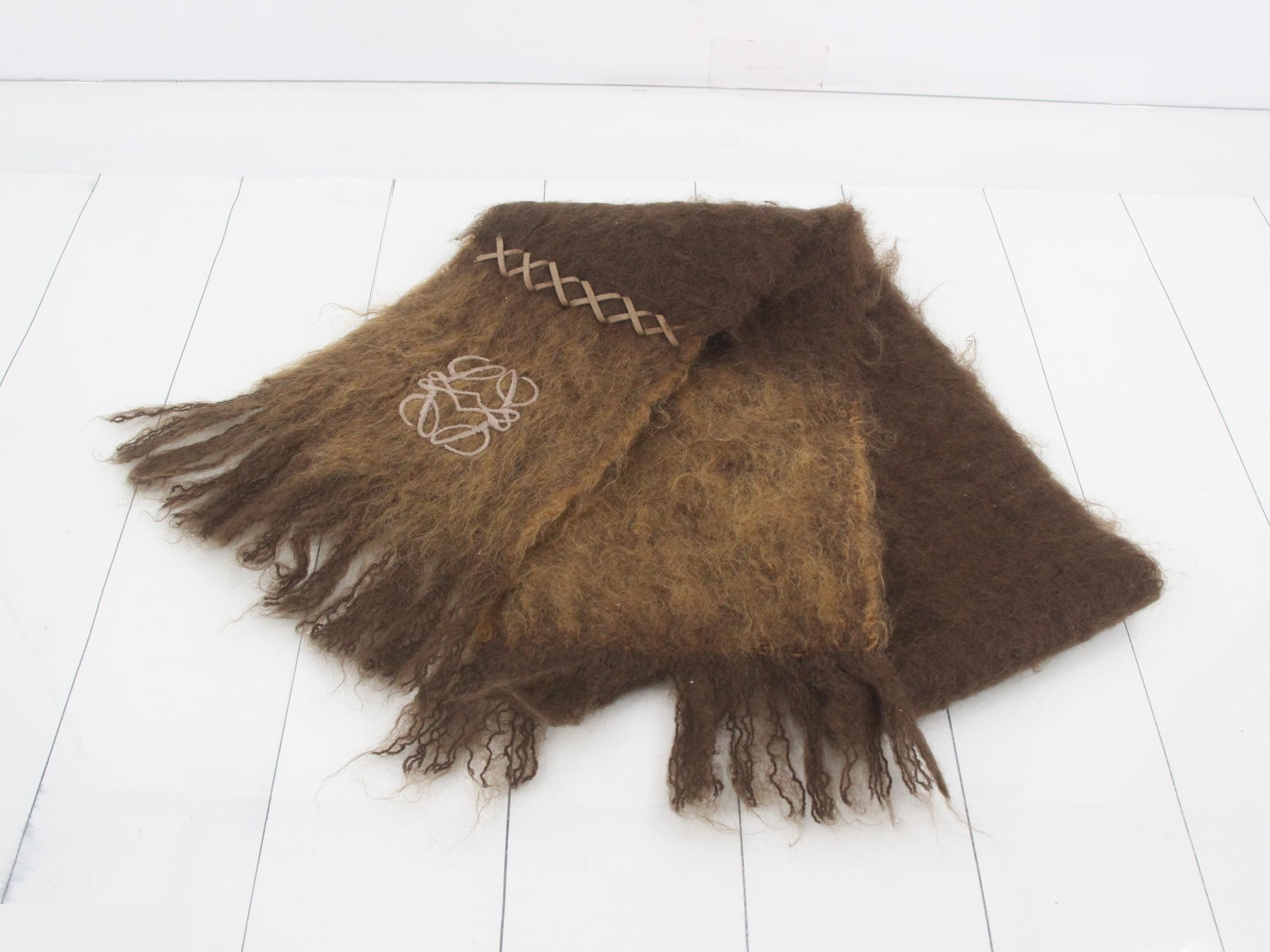 Logo mohair scarf with tag — view 2