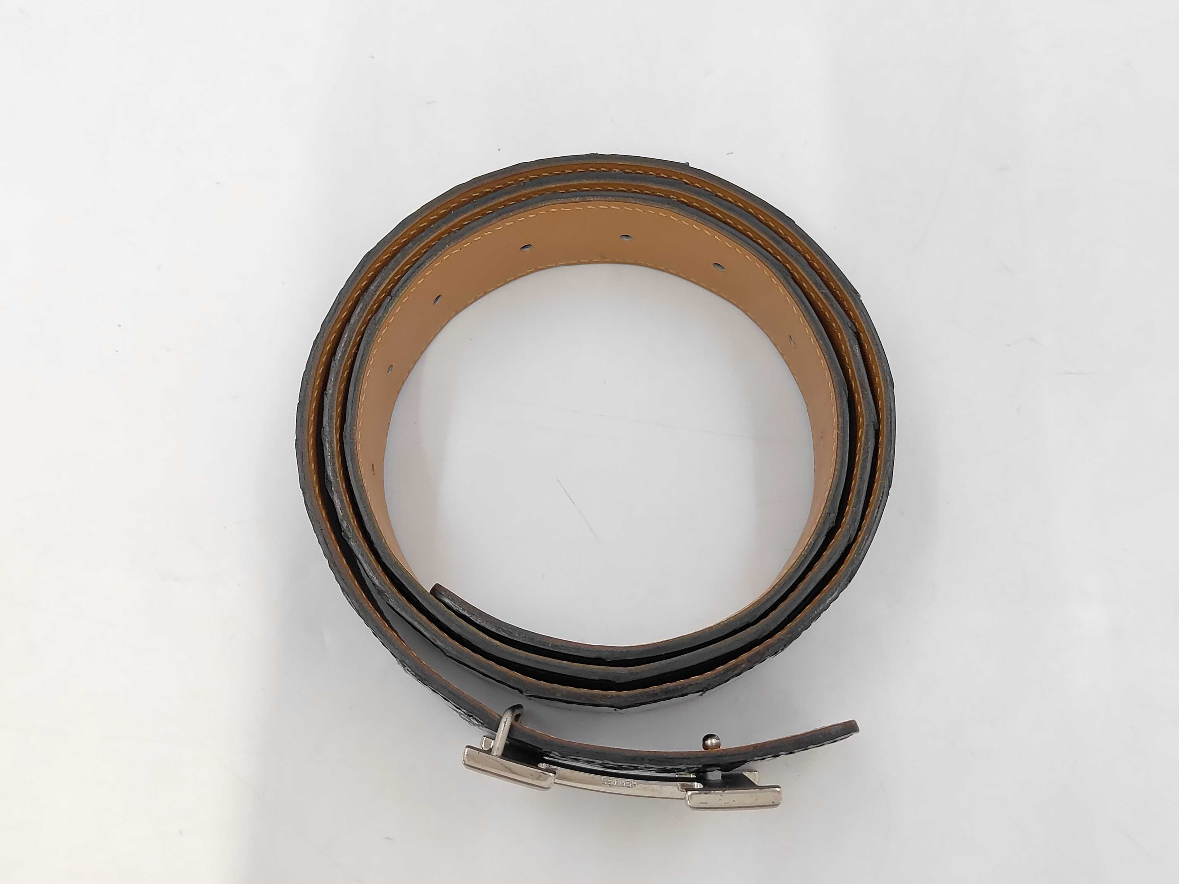 Crocodile Leather Belt, 100cm, Silver Hardware — view 3