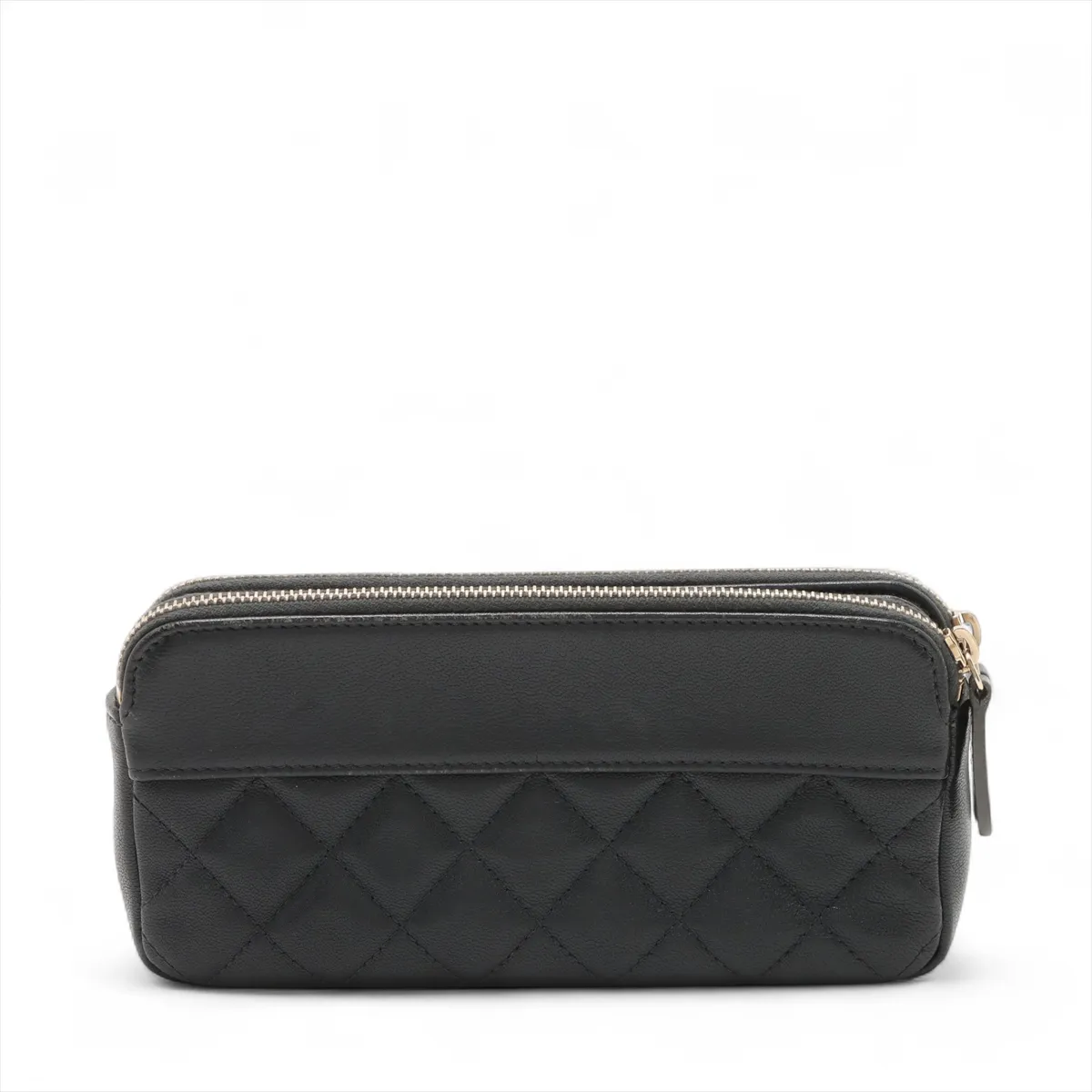 Mademoiselle Lambskin Chain Wallet Gray Silver Hardware 26751117 No. 26 — view 2