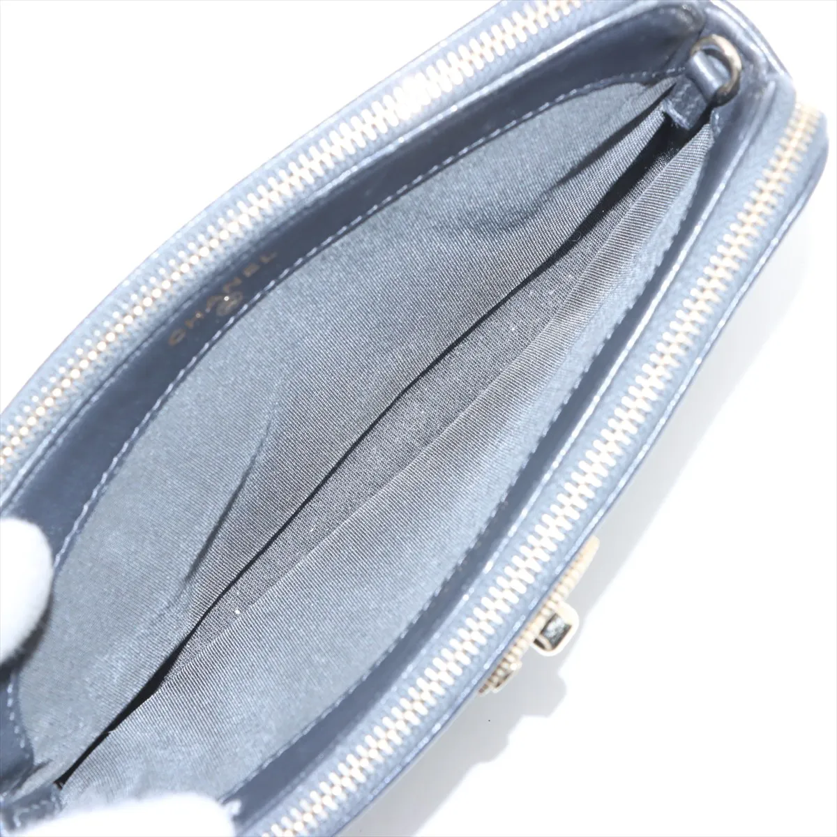 Mademoiselle Lambskin Chain Wallet Gray Silver Hardware 26751117 No. 26 — view 6