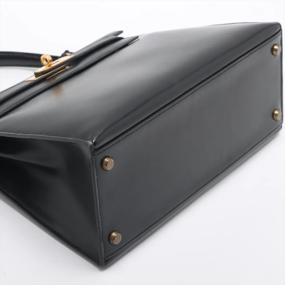 [Individually wrapped] Hermes Kelly 28 Serie Box Calf Black Gold Hardware S:1989 — view 3