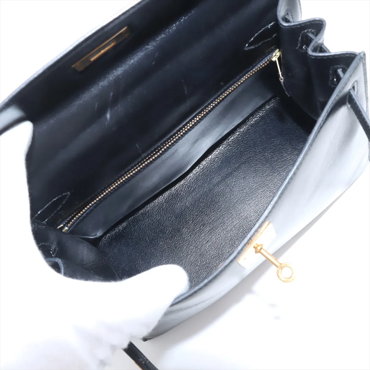 [Individually wrapped] Hermes Kelly 28 Serie Box Calf Black Gold Hardware S:1989 — view 7