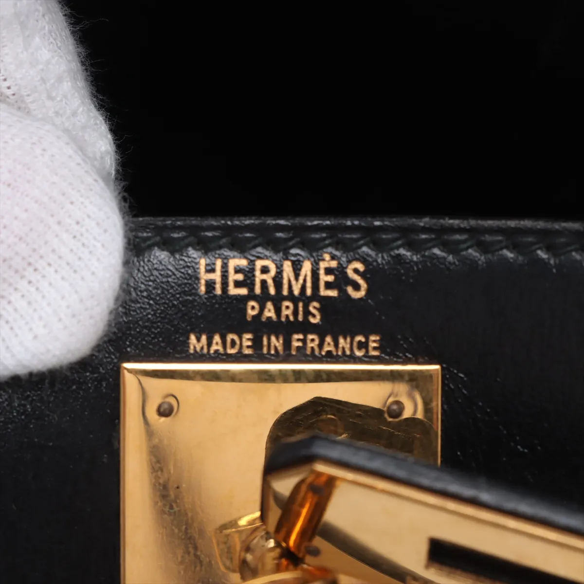 [Individually wrapped] Hermes Kelly 28 Serie Box Calf Black Gold Hardware S:1989 — view 9