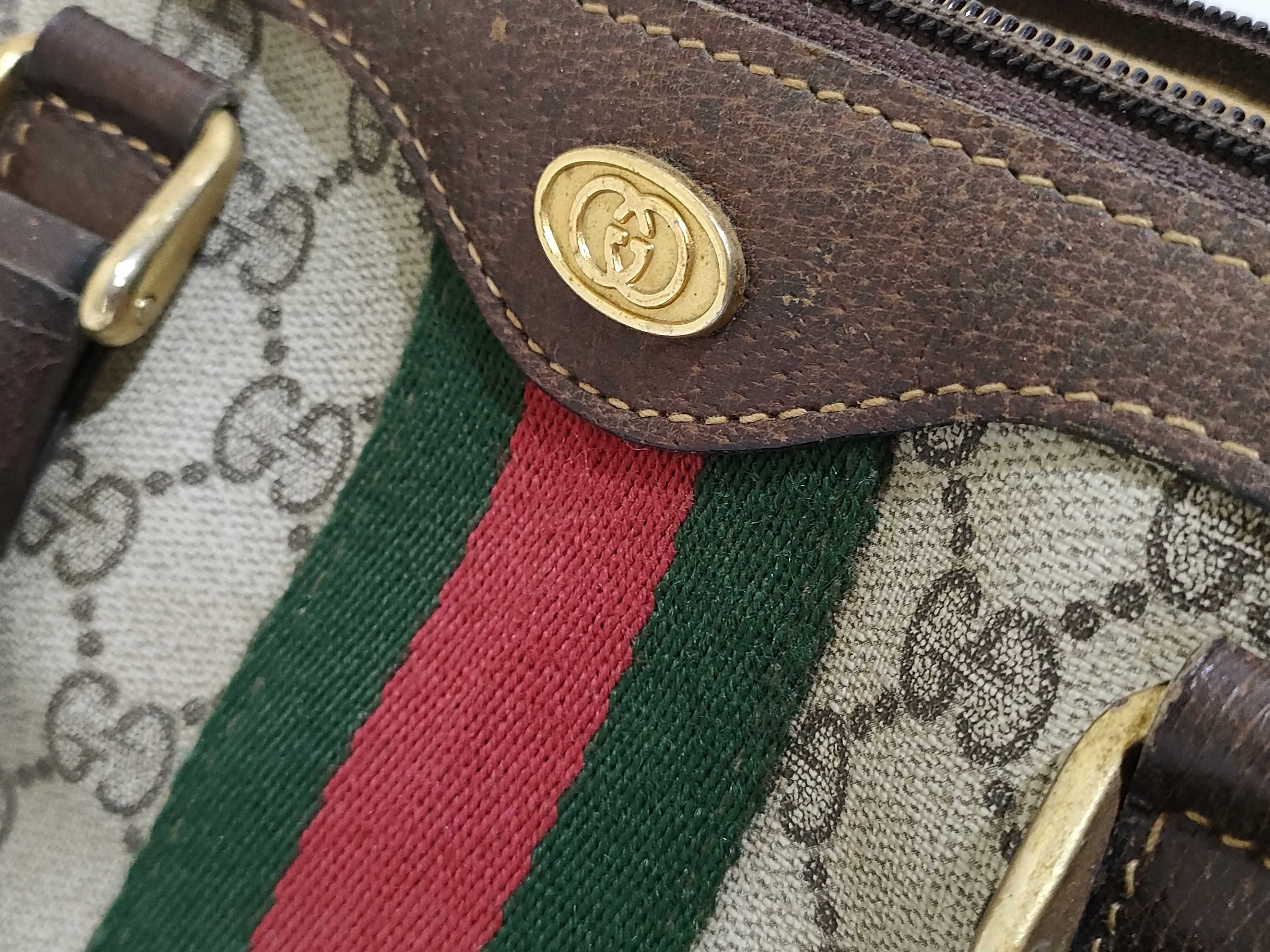 GG Supreme Gucci 24 012 3841 GG Supreme Sherry Line Mini Boston Bag PVC Leather Brown Handbag — view 14