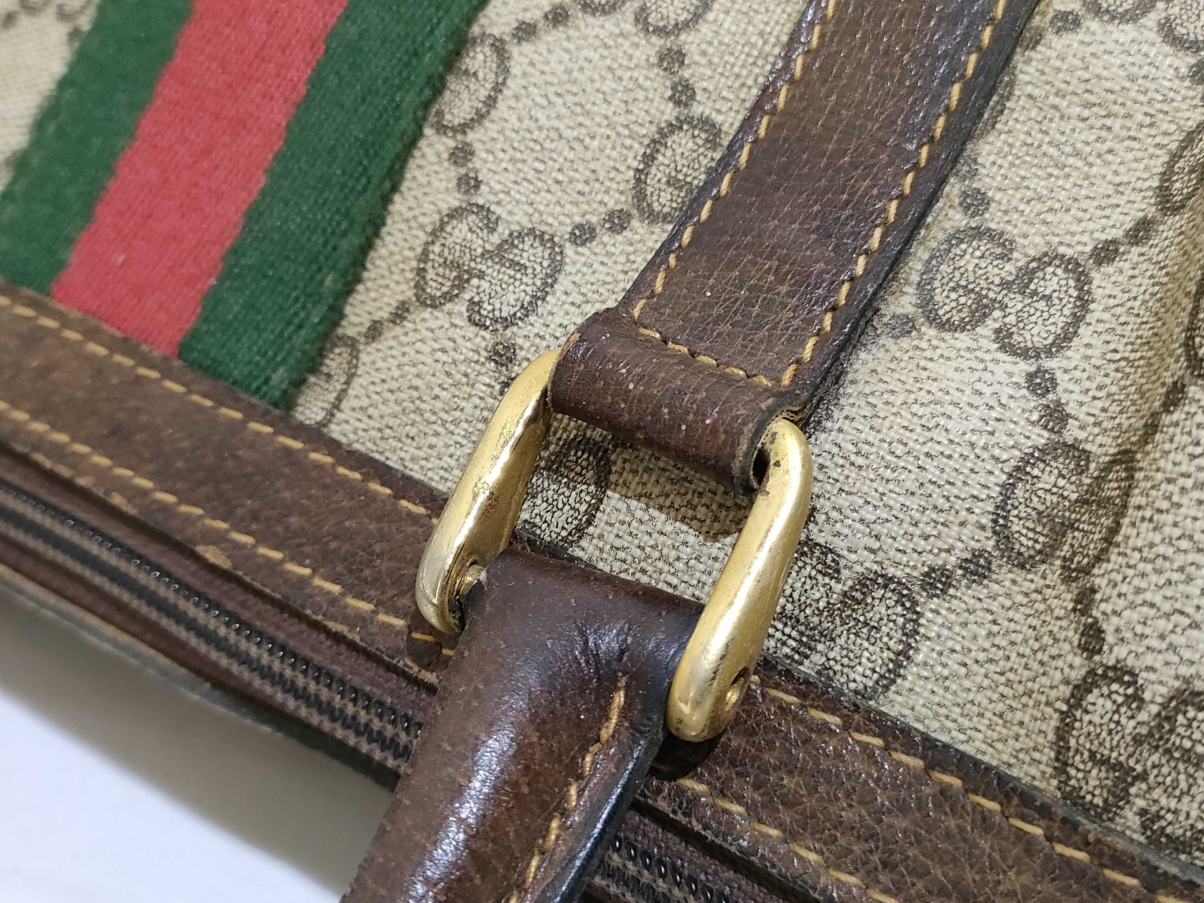 GG Supreme Gucci 24 012 3841 GG Supreme Sherry Line Mini Boston Bag PVC Leather Brown Handbag — view 5