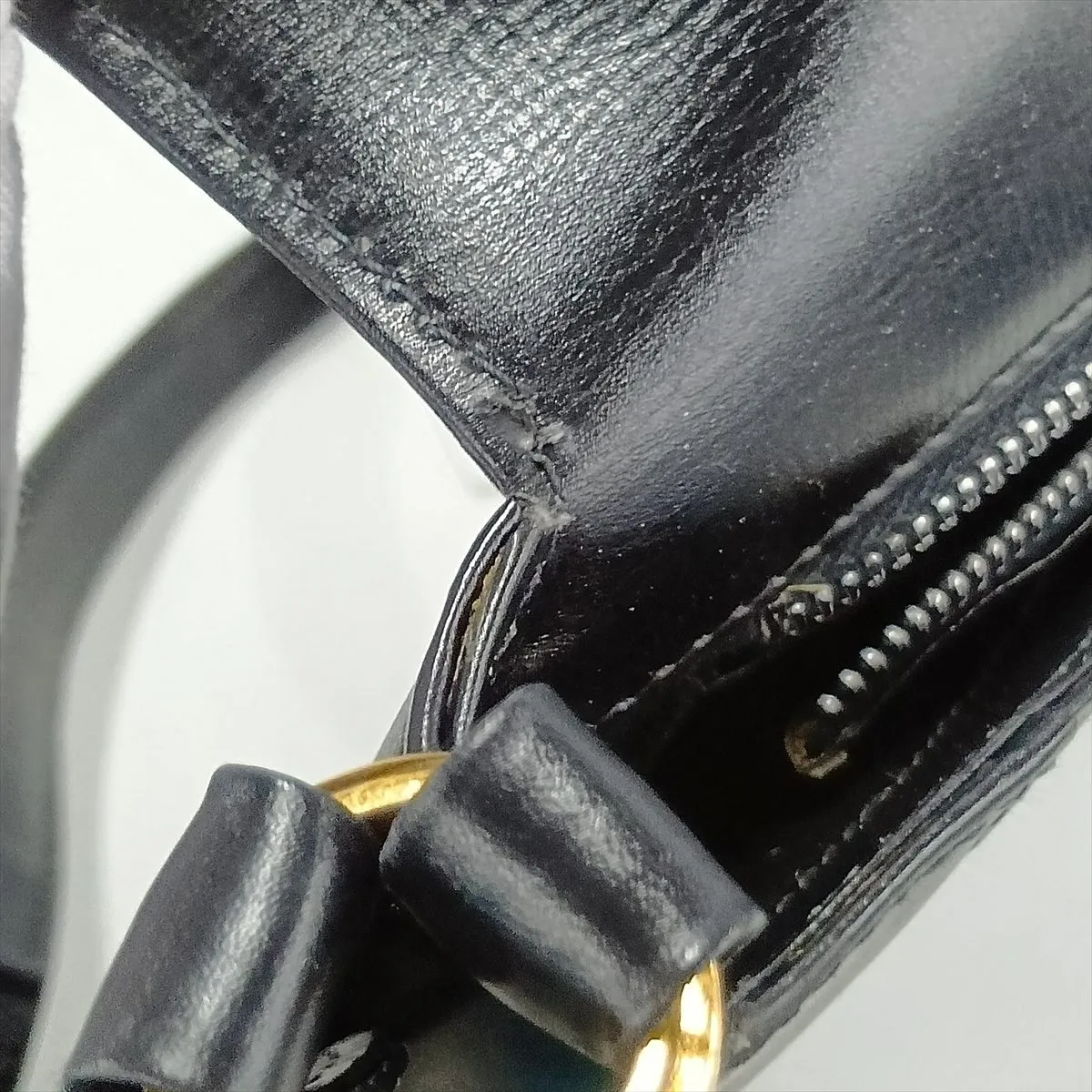 Old Gucci Leather Shoulder Bag, Black — view 11