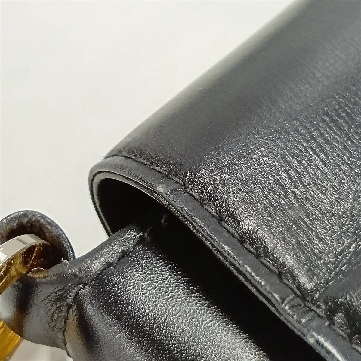 Old Gucci Leather Shoulder Bag, Black — view 13