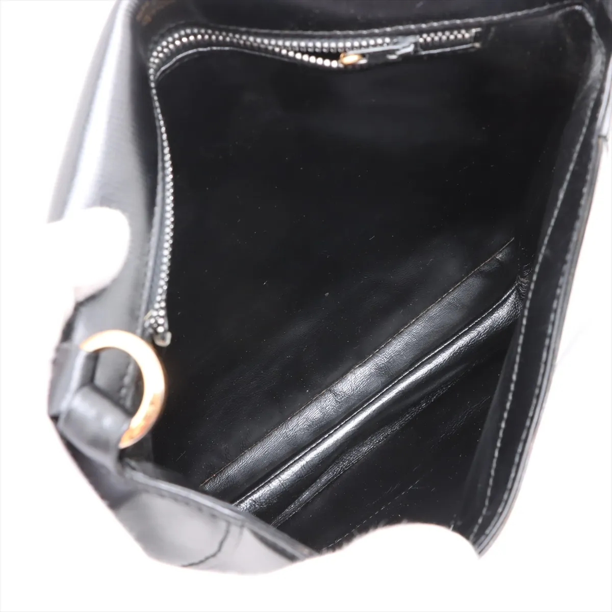 Old Gucci Leather Shoulder Bag, Black — view 6