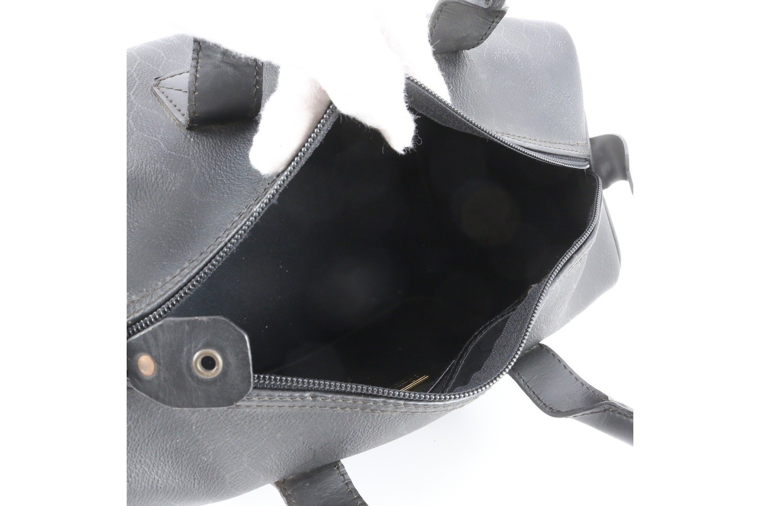 Honeycomb pattern leather handbag, mini Boston tote bag — view 7