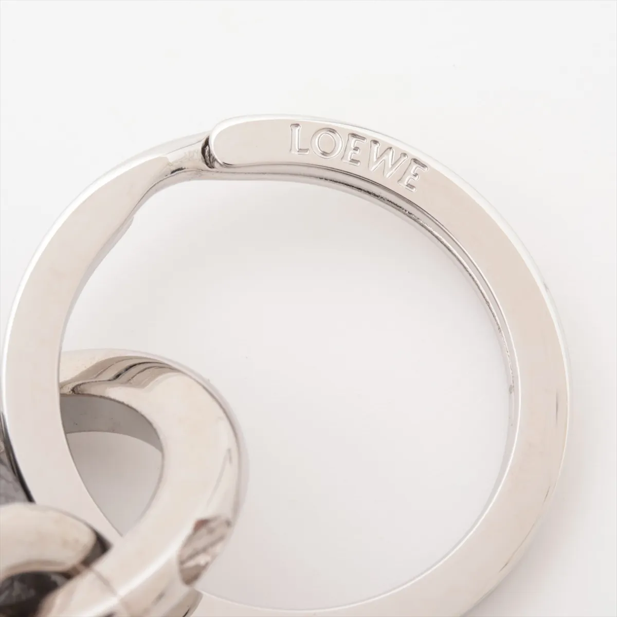 Anagram Charm, Leather x Metal, Silver, — view 3