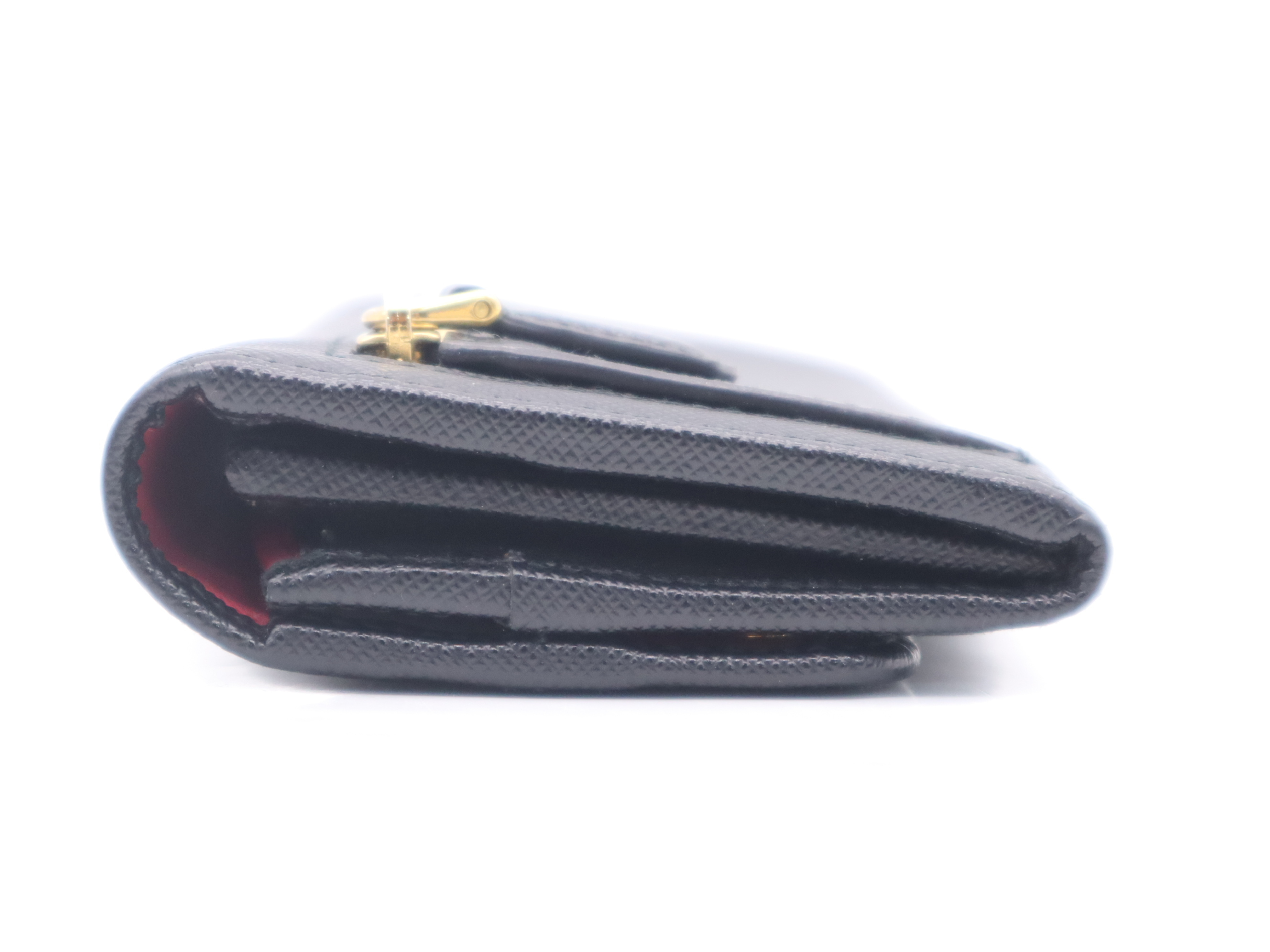 1MH132 Leather Bi-fold Wallet, Black with Gold Hardware — view 3