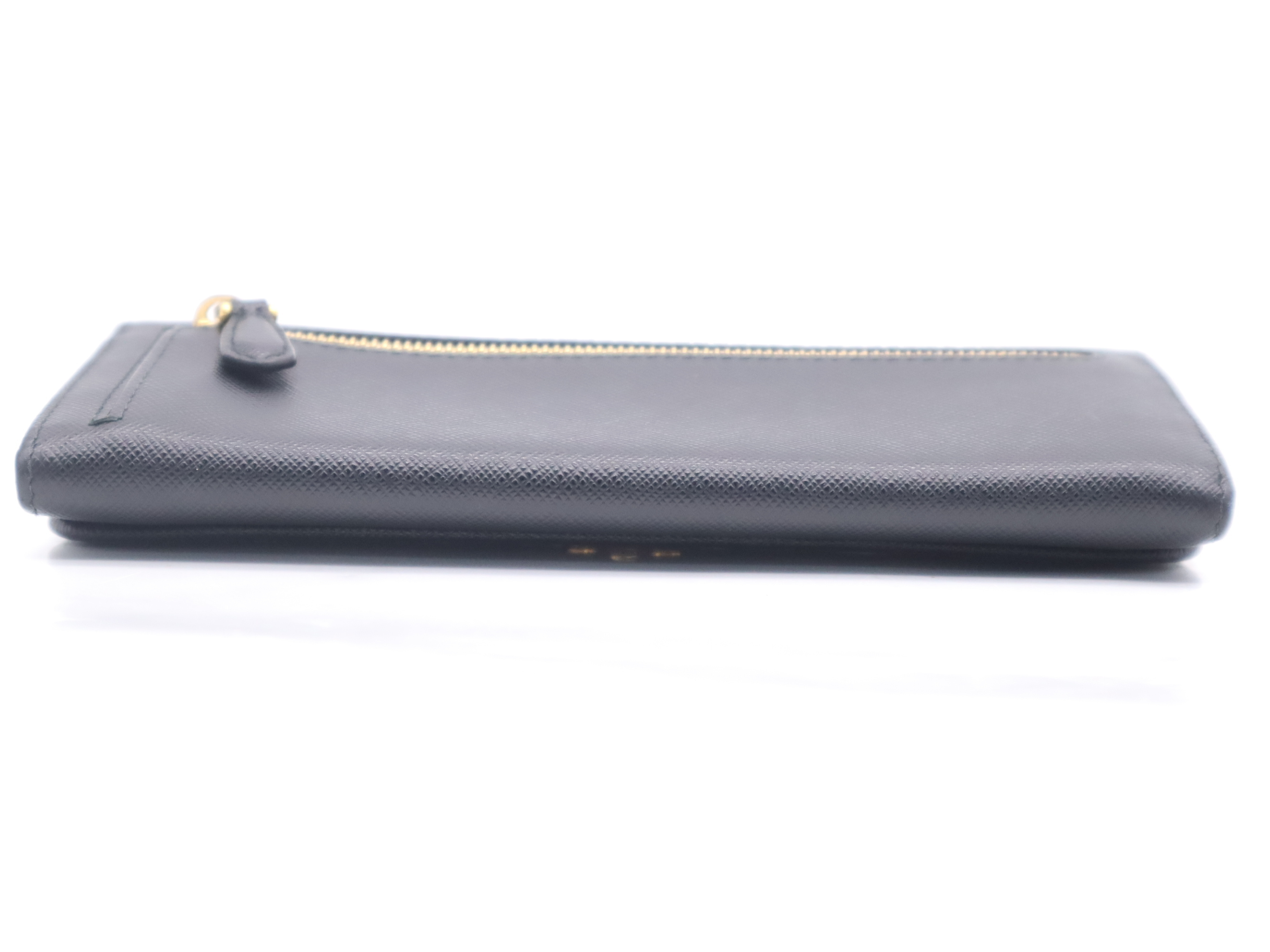 1MH132 Leather Bi-fold Wallet, Black with Gold Hardware — view 4