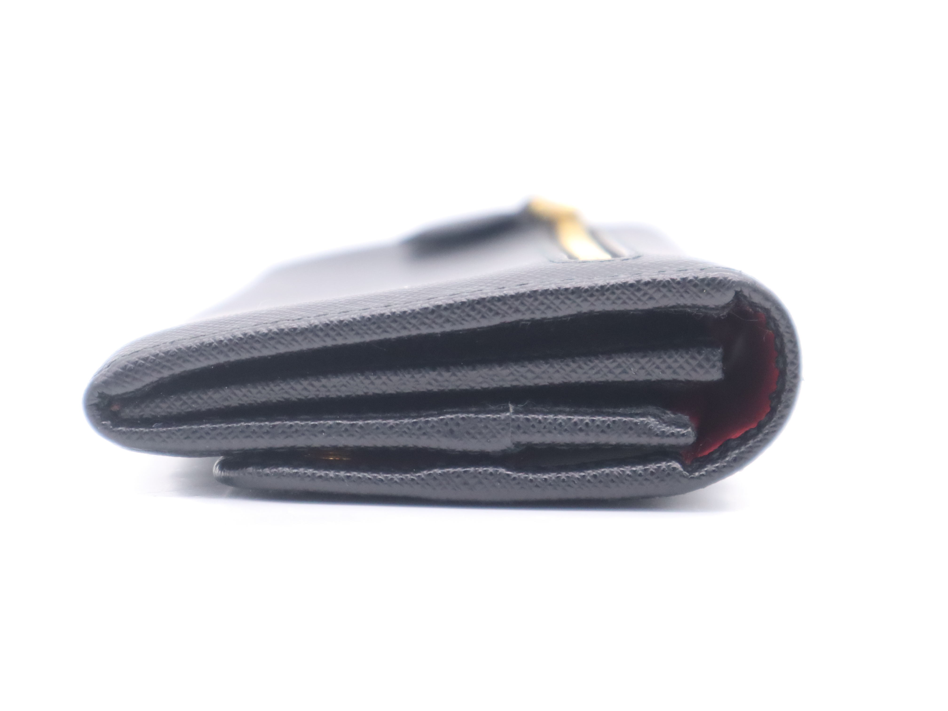 1MH132 Leather Bi-fold Wallet, Black with Gold Hardware — view 5