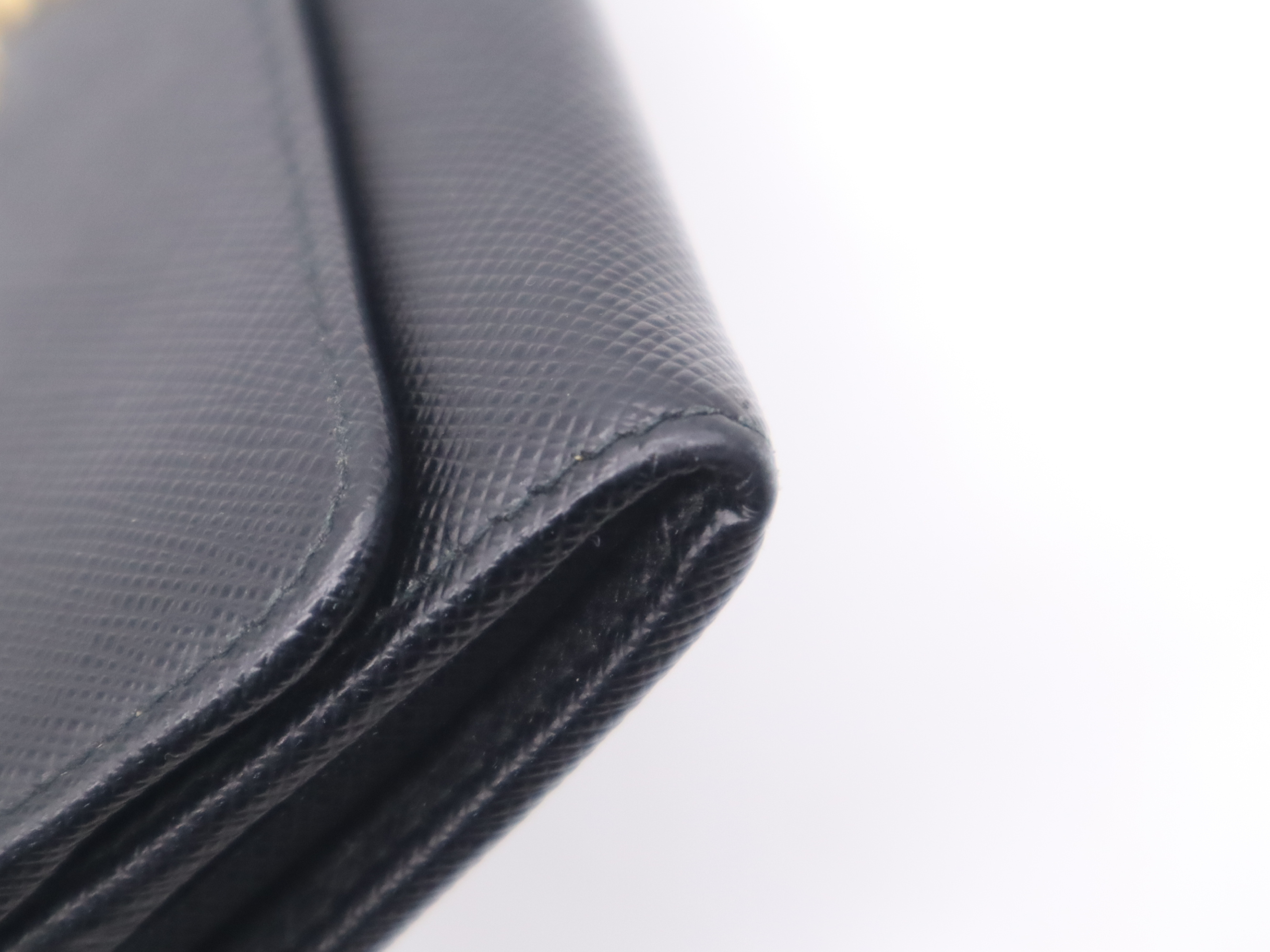 1MH132 Leather Bi-fold Wallet, Black with Gold Hardware — view 6