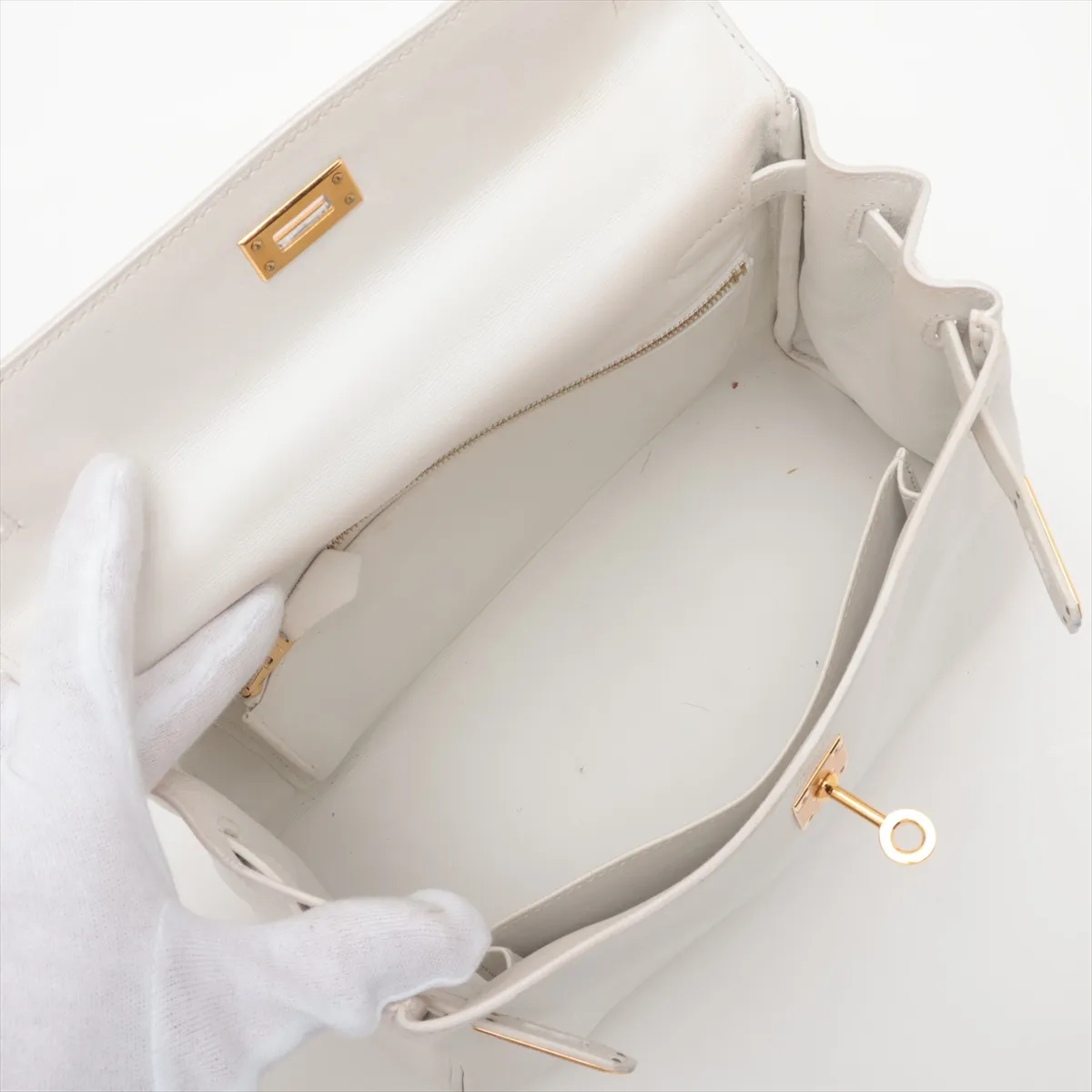 [Individually packaged] Hermes Kelly 25 Retournée Veau Swift New White Gold Hardware W: 2024 — view 8