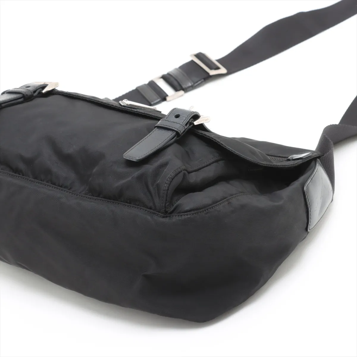 Tessuto Nylon x Leather Shoulder Bag Black — view 3