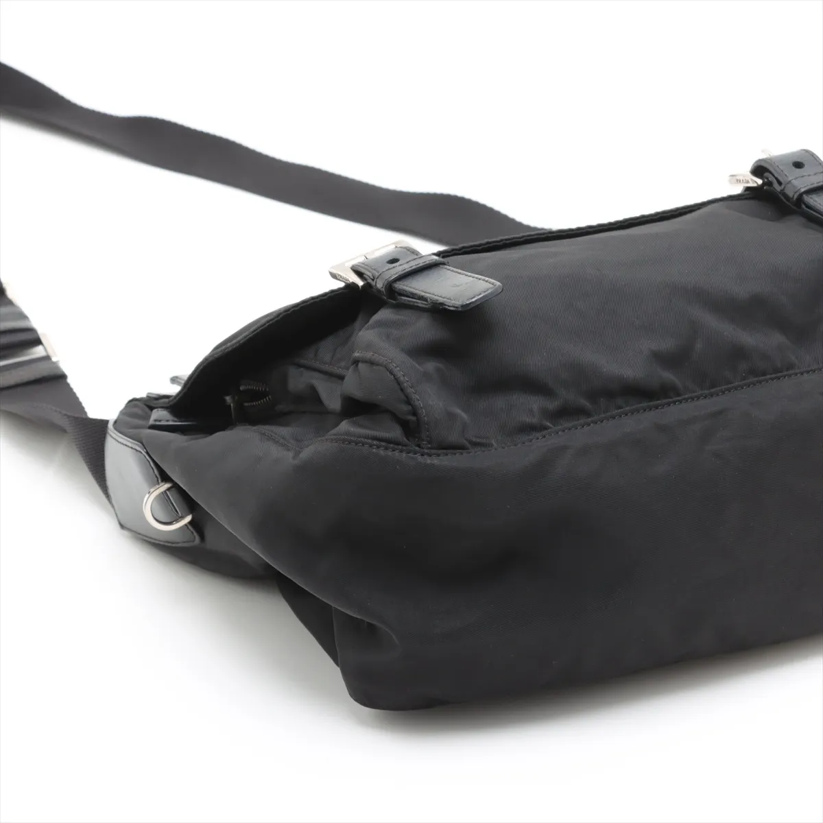 Tessuto Nylon x Leather Shoulder Bag Black — view 4
