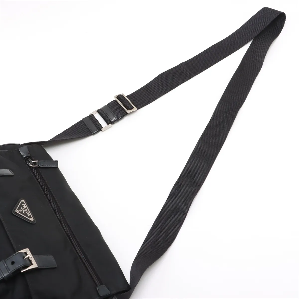 Tessuto Nylon x Leather Shoulder Bag Black — view 5