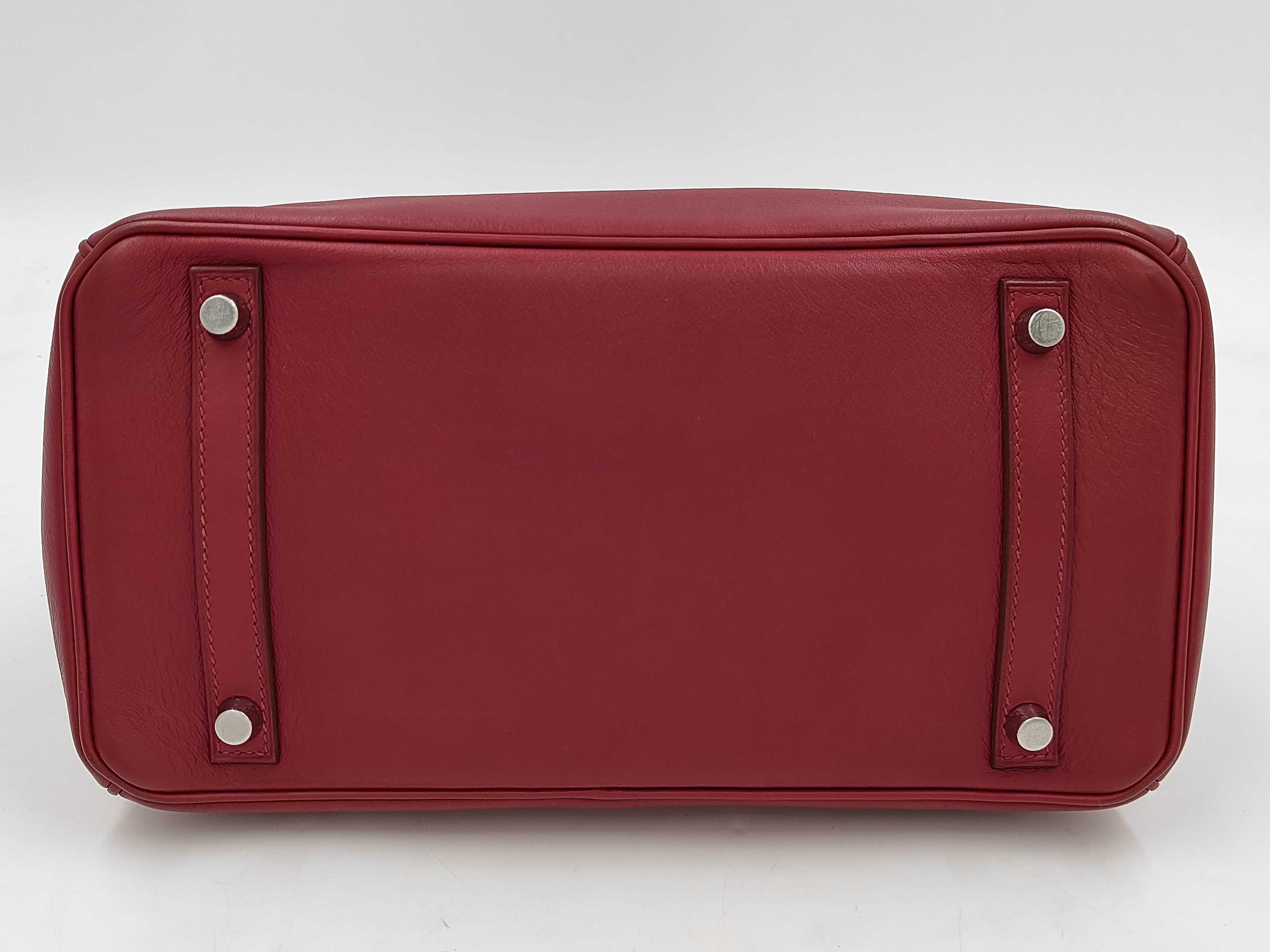 Birkin 30 Handbag, Red, Silver Hardware — view 3
