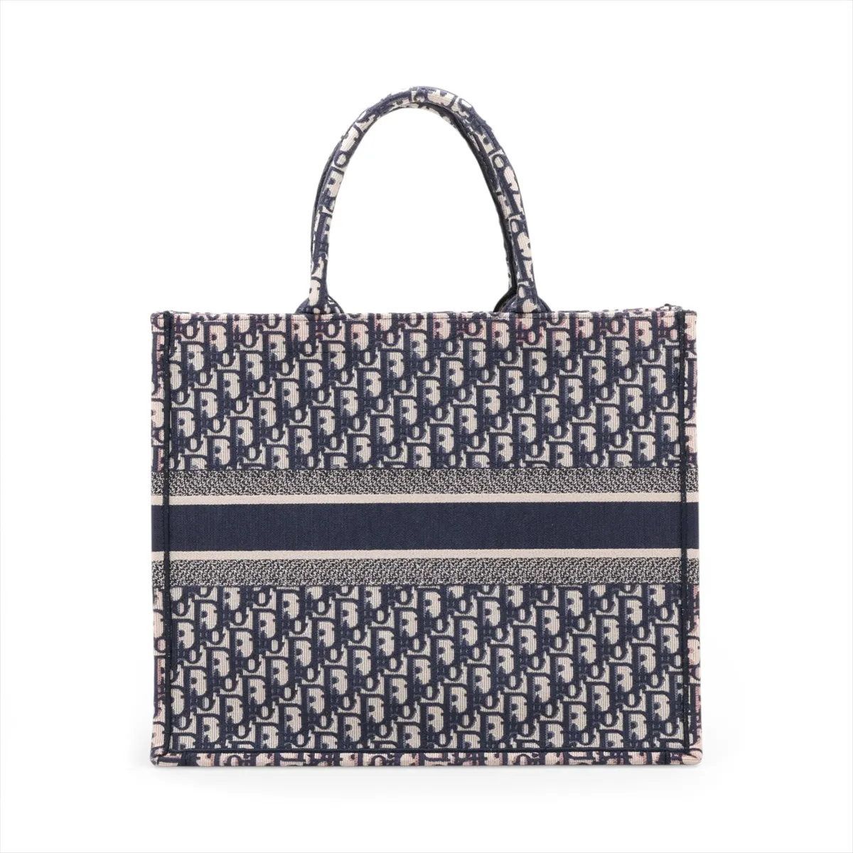 Oblique Book Tote Large Canvas Tote Bag Navy — view 2