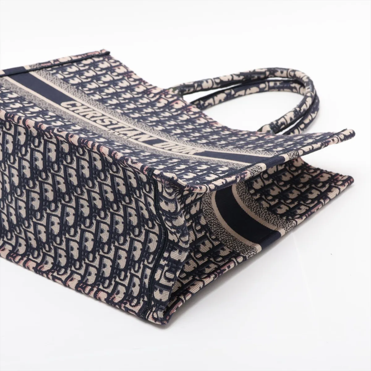 Oblique Book Tote Large Canvas Tote Bag Navy — view 3