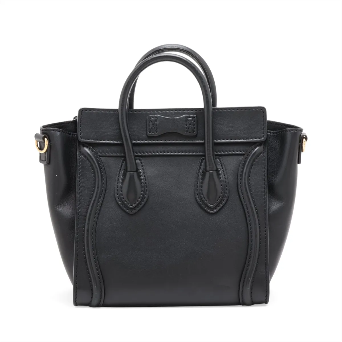 Luggage Nano Shopper Leather 2-Way Handbag, Black — view 2