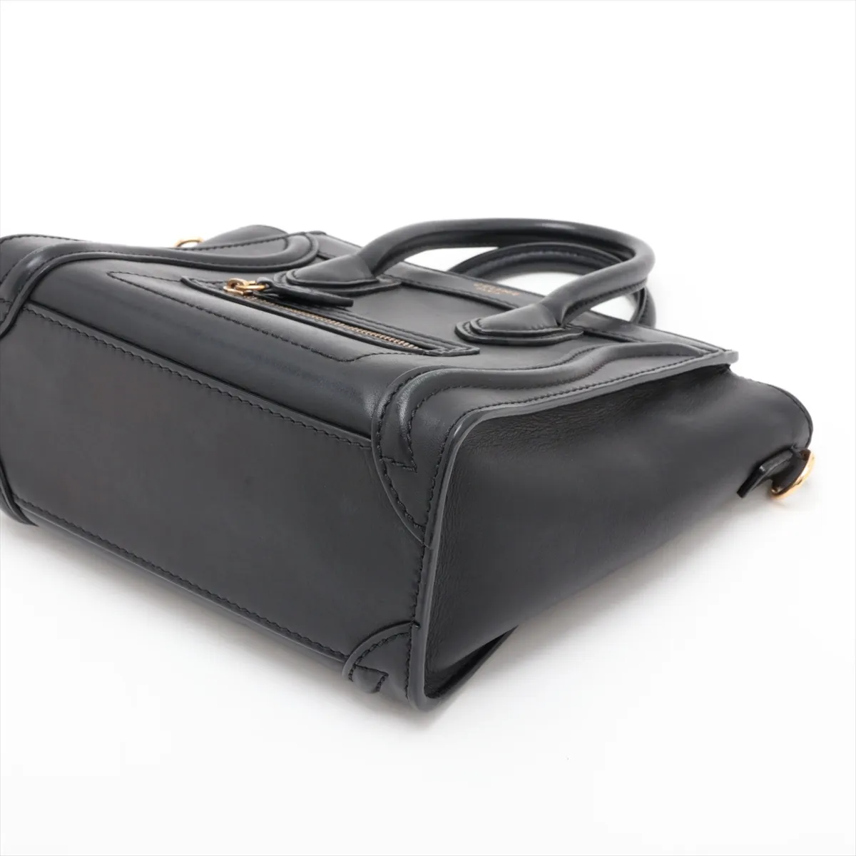 Luggage Nano Shopper Leather 2-Way Handbag, Black — view 3