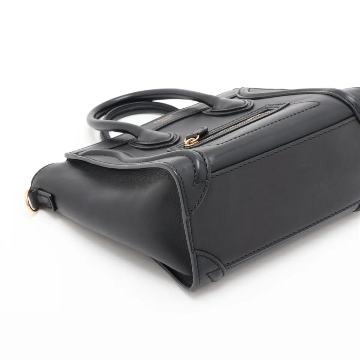 Luggage Nano Shopper Leather 2-Way Handbag, Black — view 4