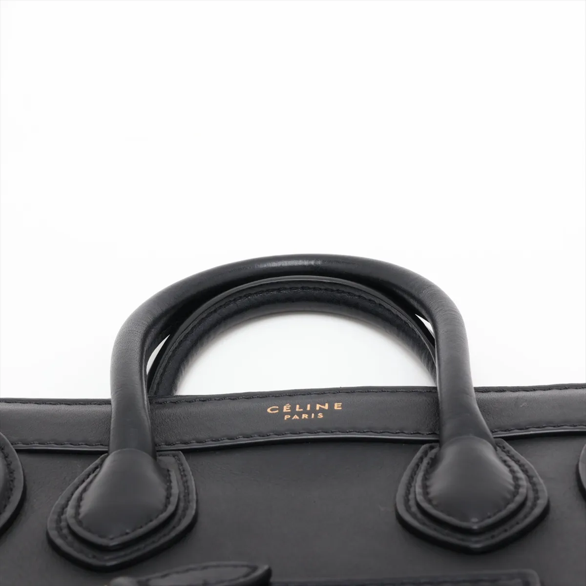 Luggage Nano Shopper Leather 2-Way Handbag, Black — view 6