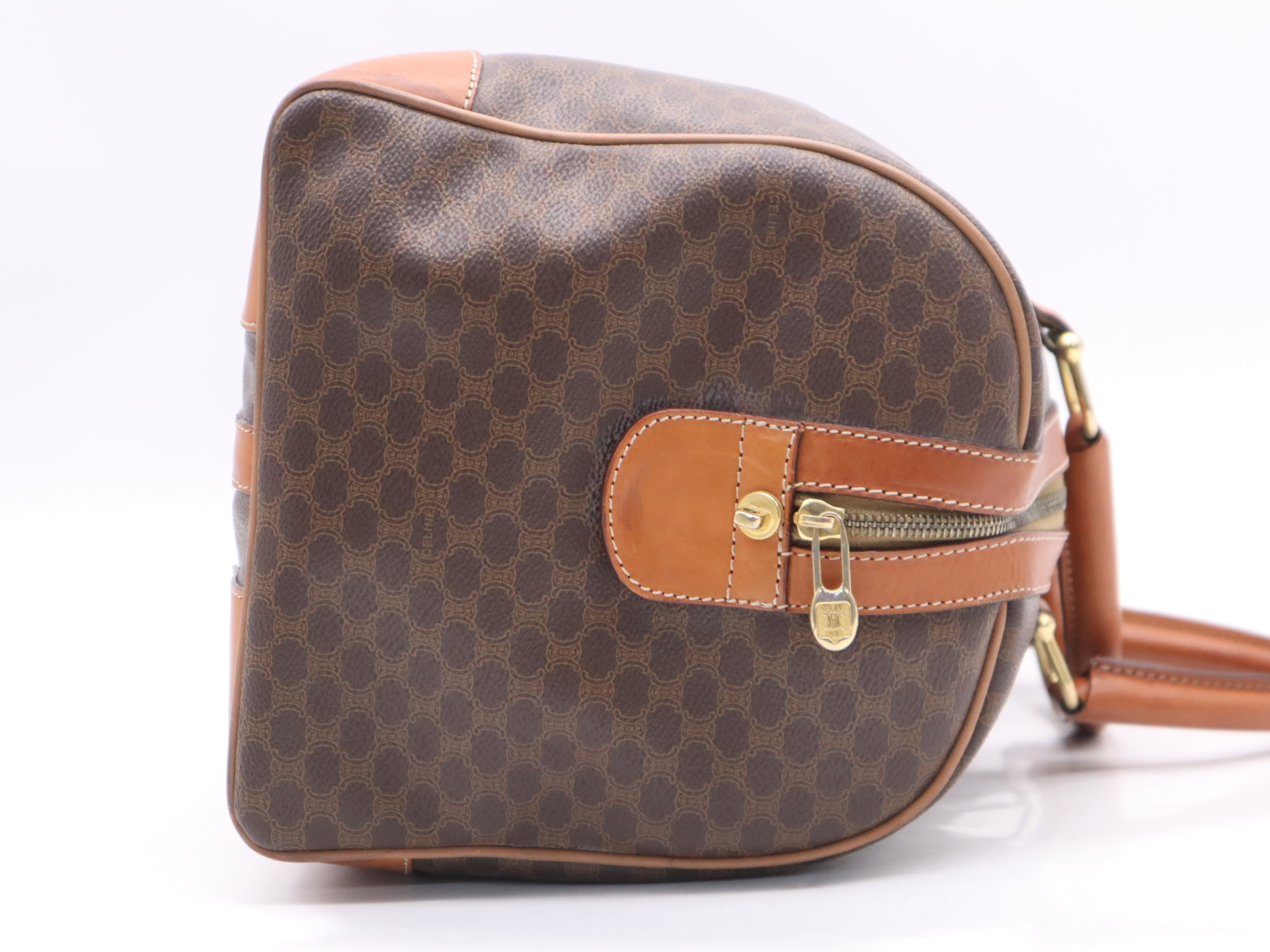 PVC x Leather Macadam Boston Bag, Brown, Gold Hardware, with Padlock, 2 Keys, and Clochette. — view 5