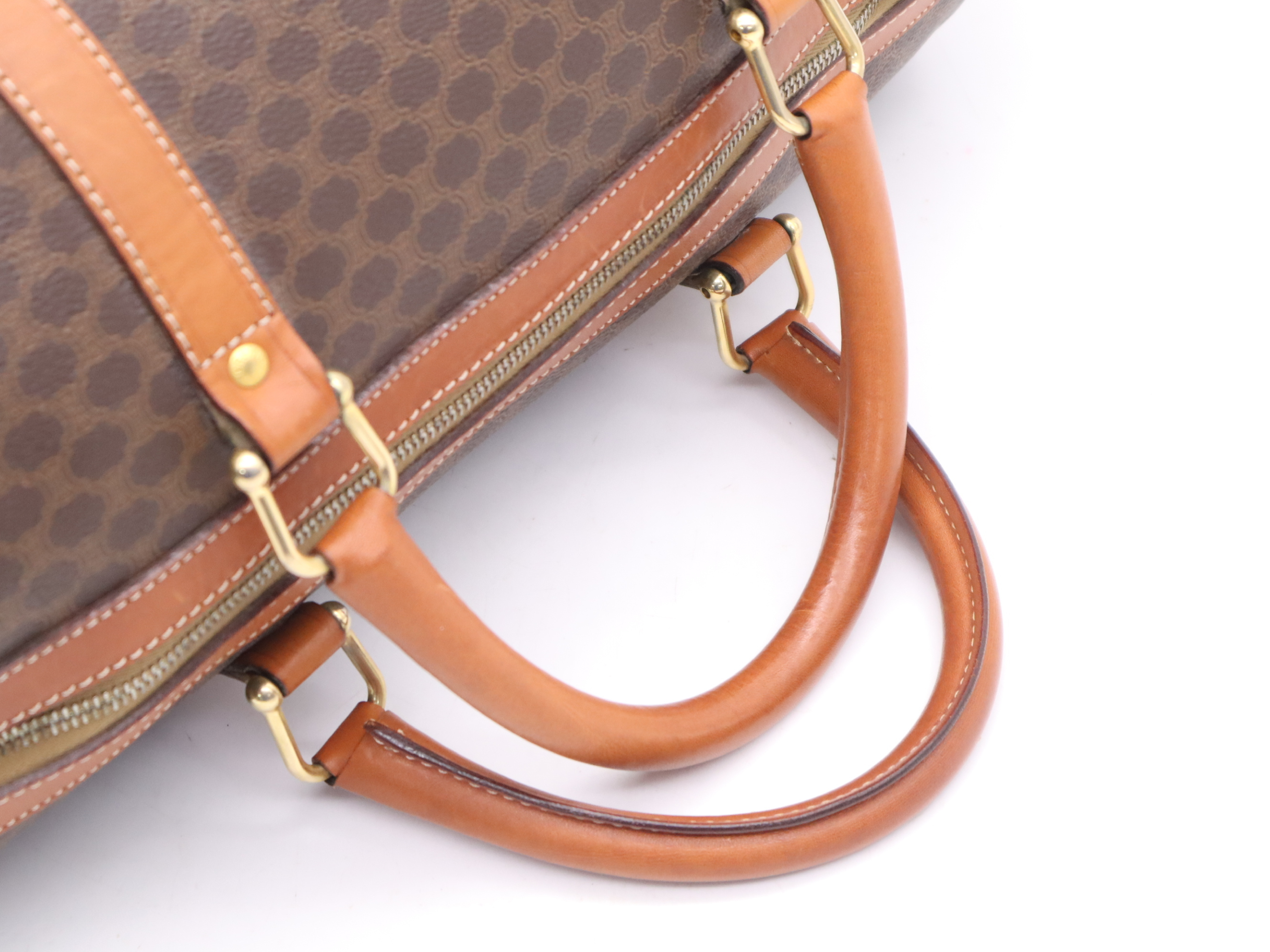 PVC x Leather Macadam Boston Bag, Brown, Gold Hardware, with Padlock, 2 Keys, and Clochette. — view 6