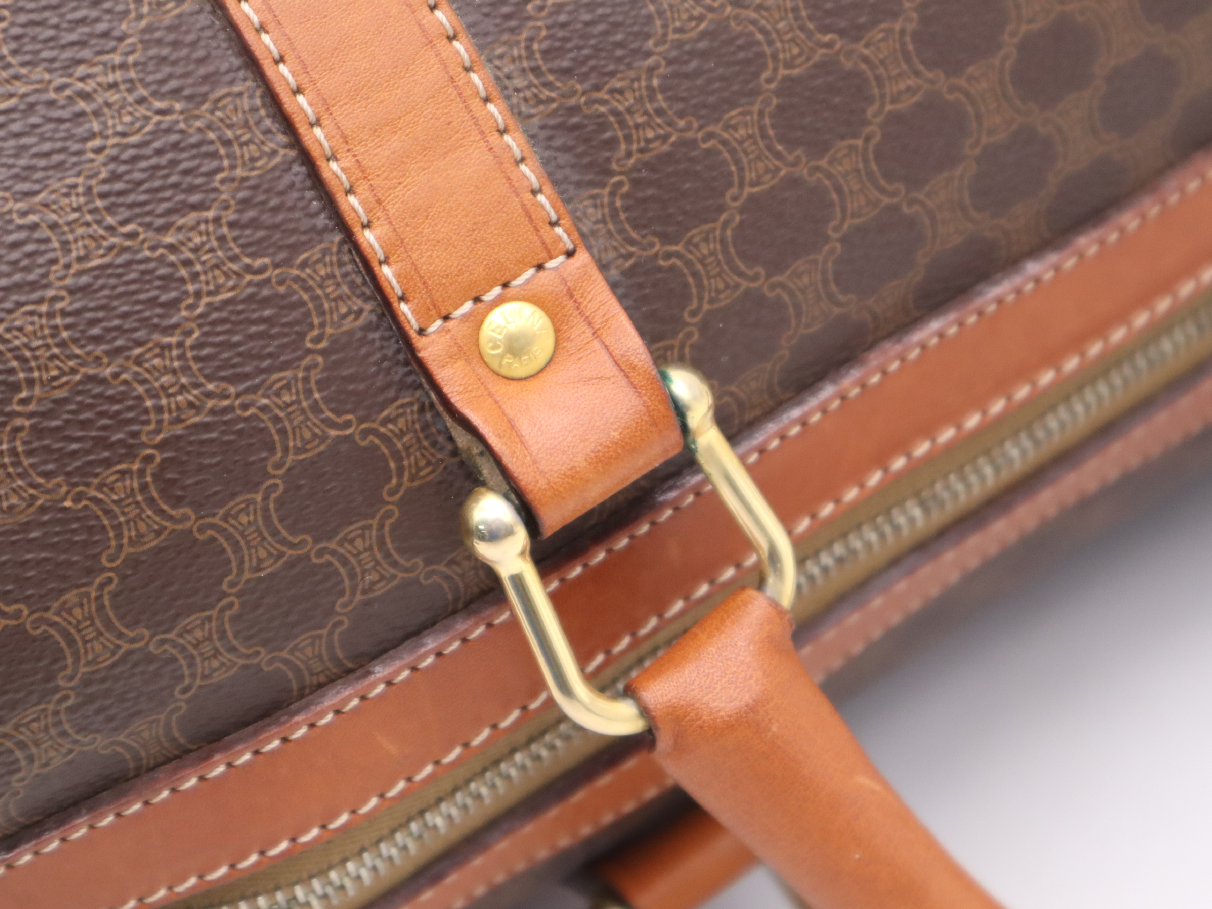 PVC x Leather Macadam Boston Bag, Brown, Gold Hardware, with Padlock, 2 Keys, and Clochette. — view 7