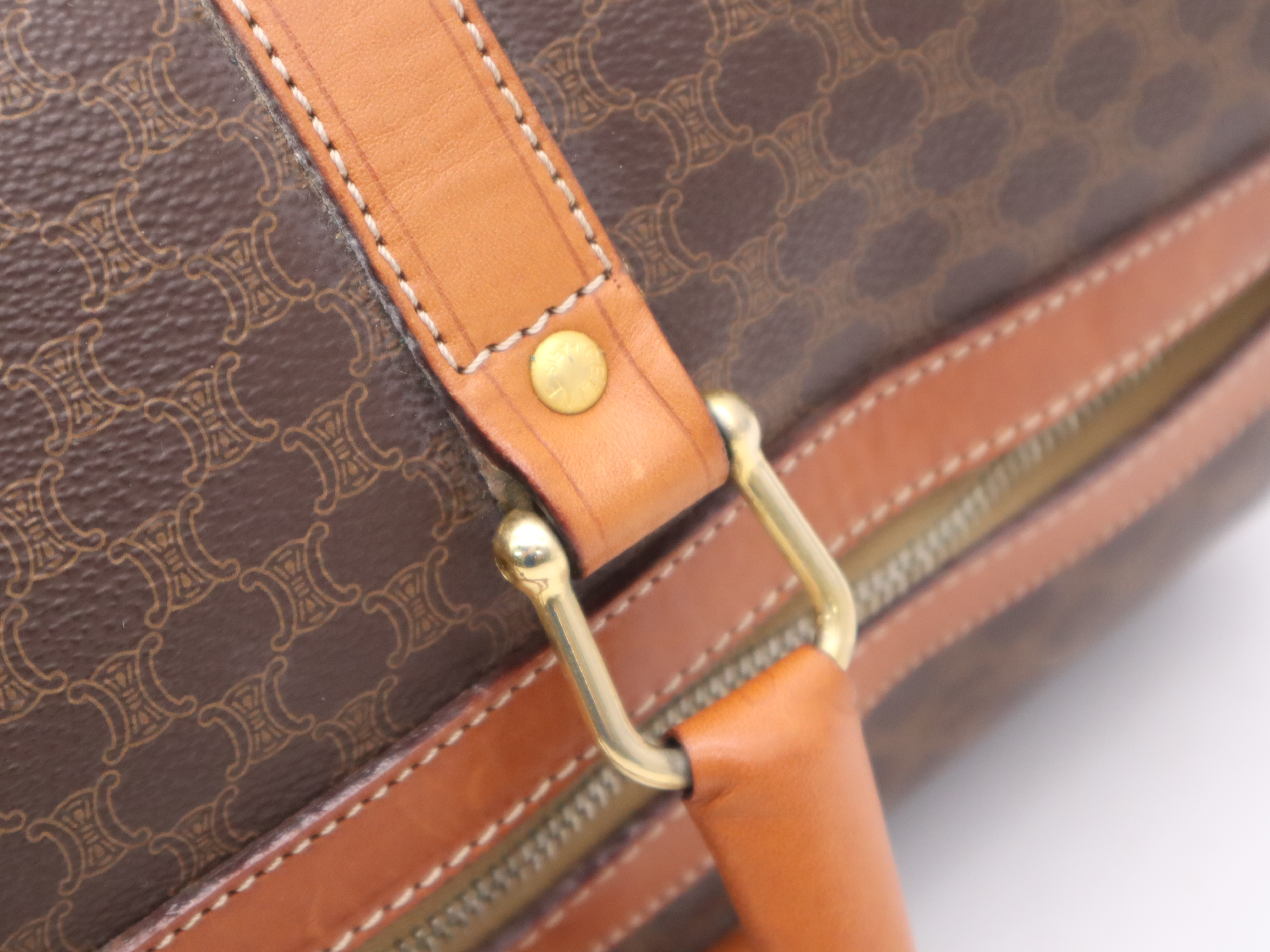 PVC x Leather Macadam Boston Bag, Brown, Gold Hardware, with Padlock, 2 Keys, and Clochette. — view 8