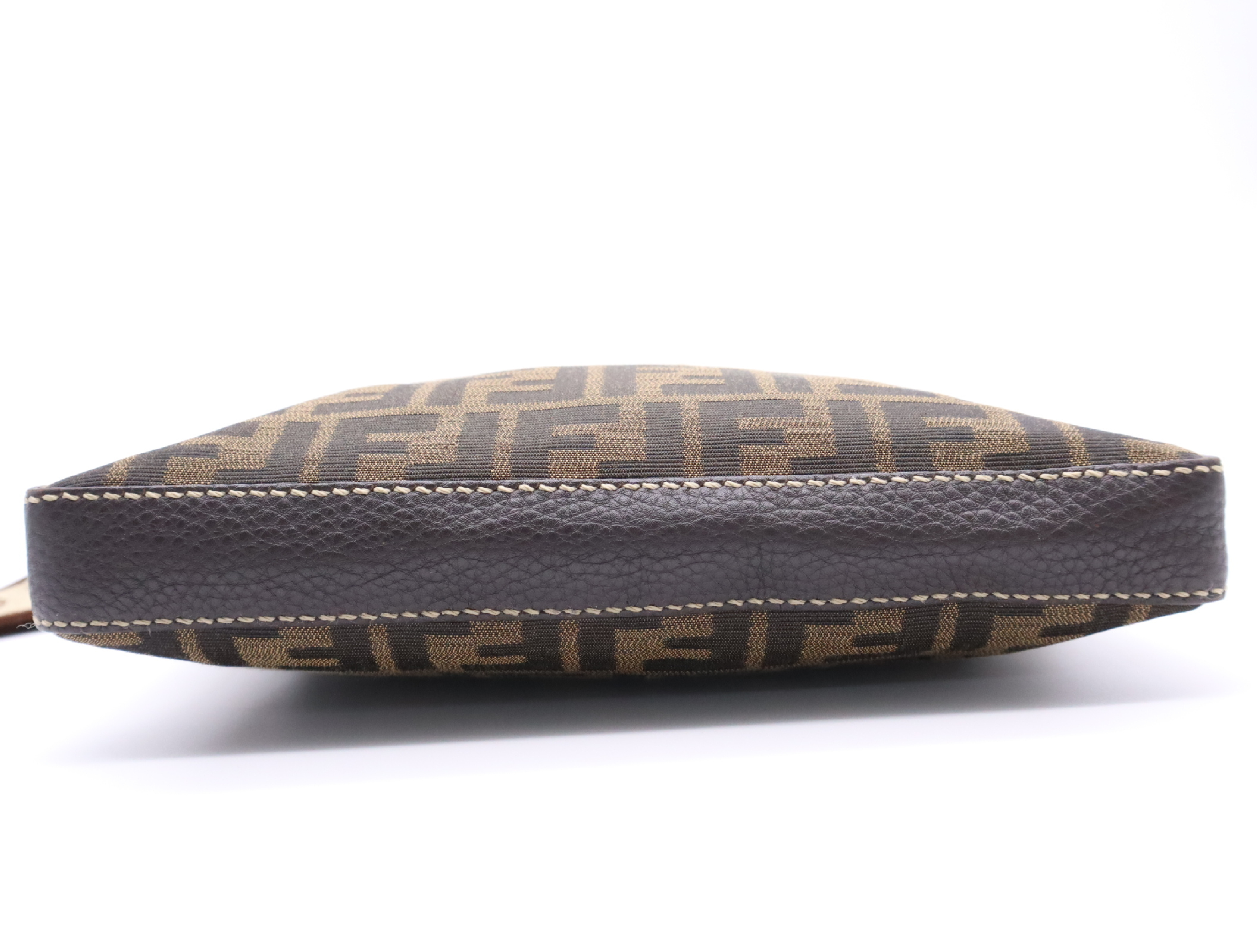 Canvas Zucca Pattern Shoulder Bag, Brown, Silver Hardware — view 4
