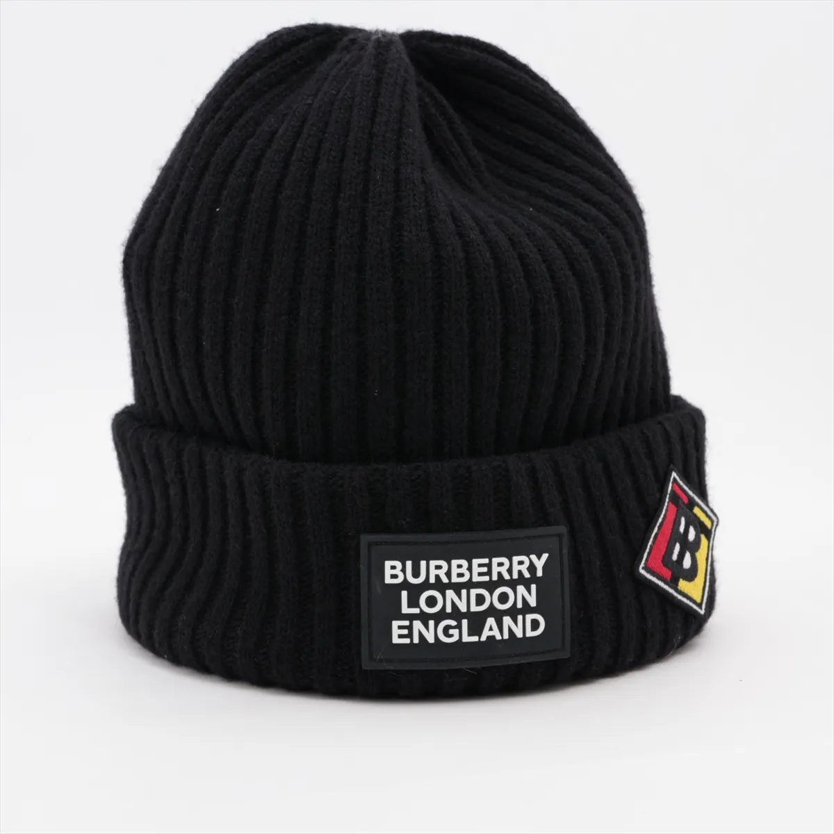 logo knit cap, size , wool, black. Shows wear, — view 2