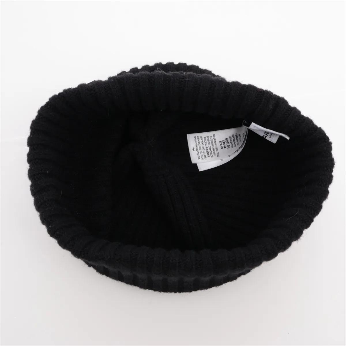 logo knit cap, size , wool, black. Shows wear, — view 4